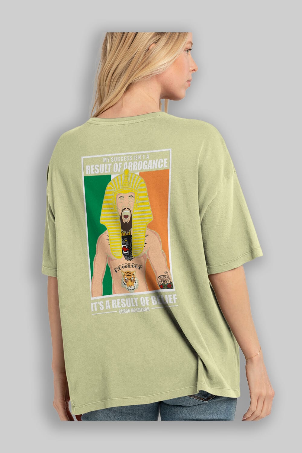 McGregor Pharaoh Arka Baskılı Oversize t-shirt Erkek Kadın Unisex %100 Pamuk tişort