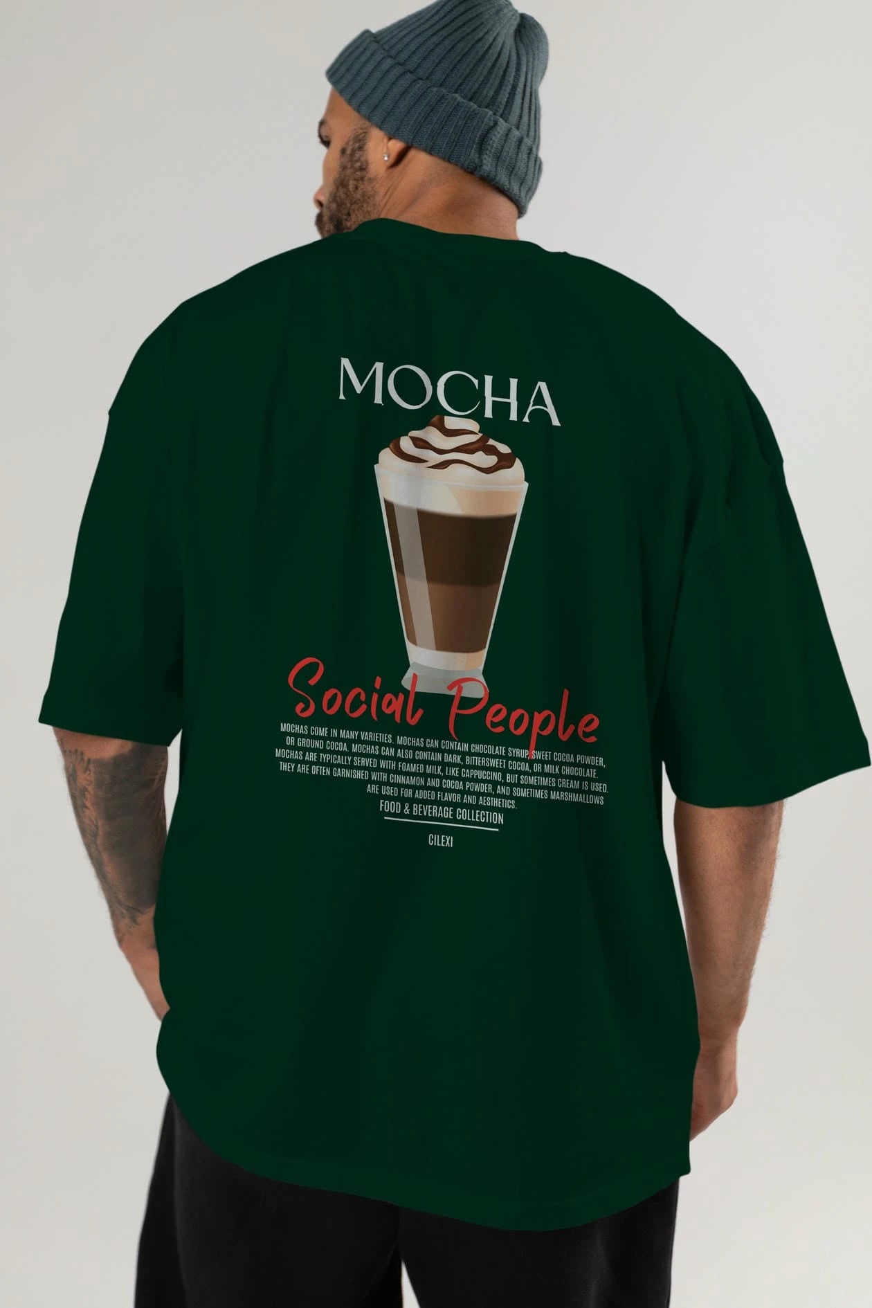 Mocha Kokteyl Serisi Baskılı Oversize t-shirt Erkek Kadın Unisex %100 Pamuk Bisiklet Yaka tişort