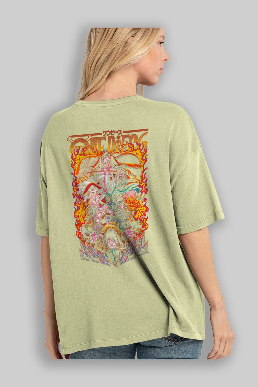 ONE PIECE (3) Anime Arka Baskılı Oversize t-shirt Erkek Kadın Unisex