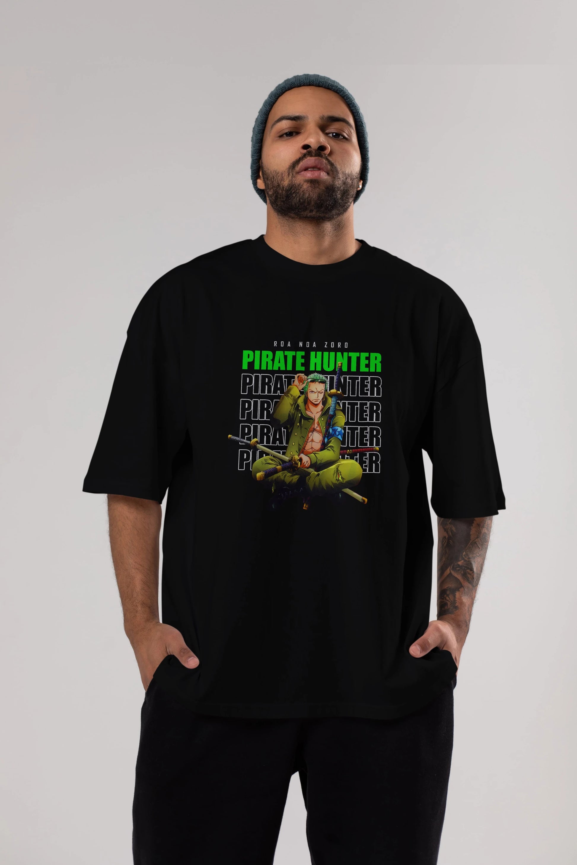 Roronoa Zoro 4 Anime Ön Baskılı Oversize t-shirt Erkek Kadın Unisex
