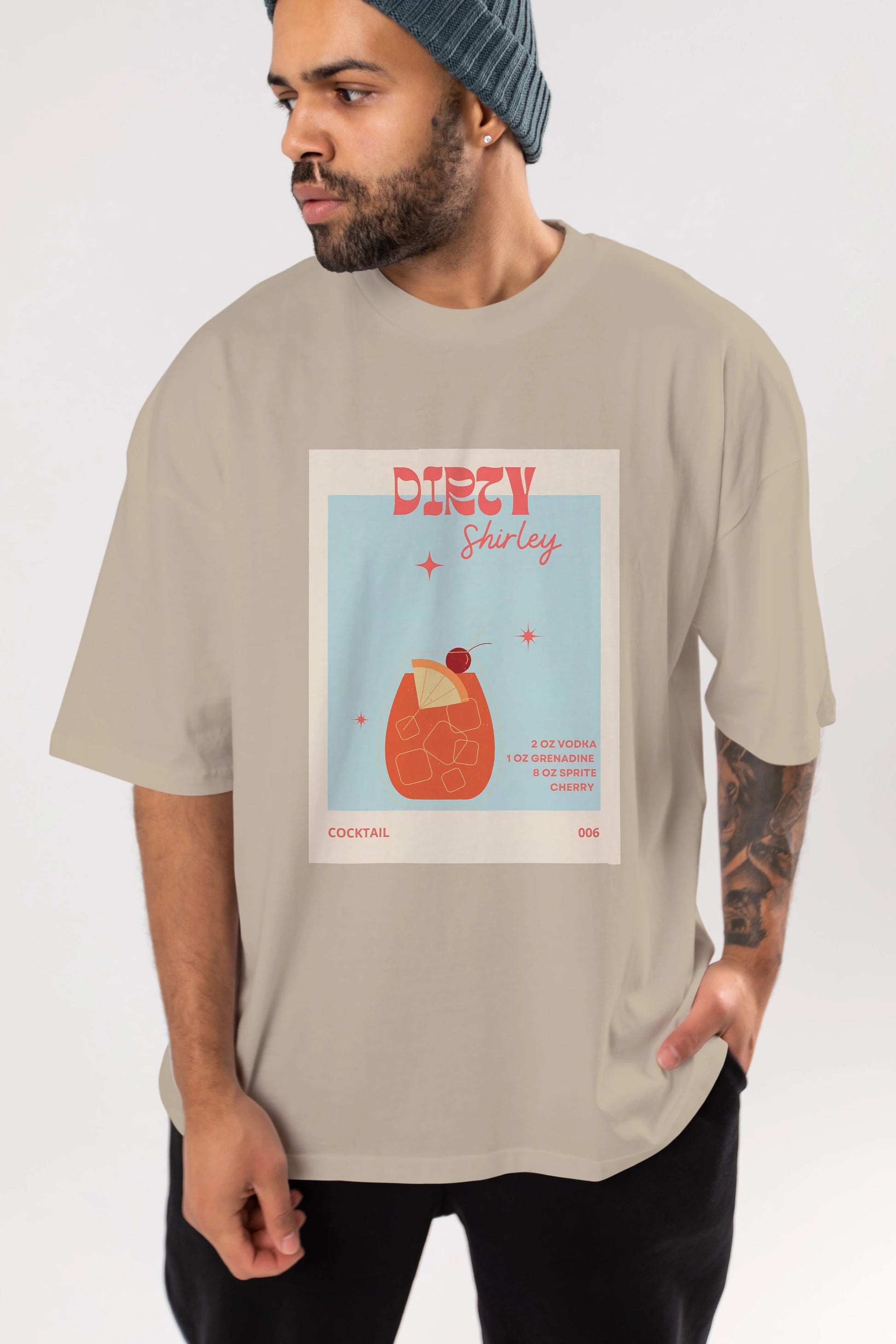 Dirty Shirley Ön Baskılı Oversize t-shirt Erkek Kadın Unisex %100 Pamuk Bisiklet Yaka tişort