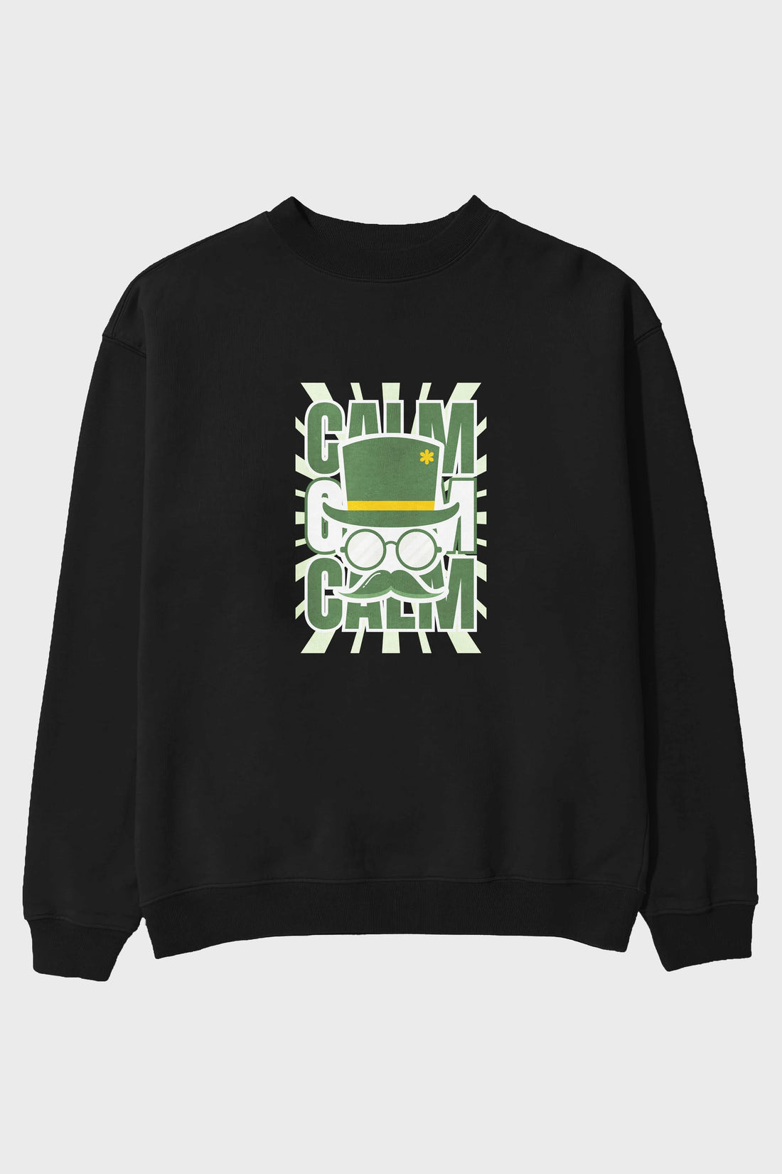 Calm Yazılı Ön Baskılı Oversize Sweatshirt Erkek Kadın Unisex