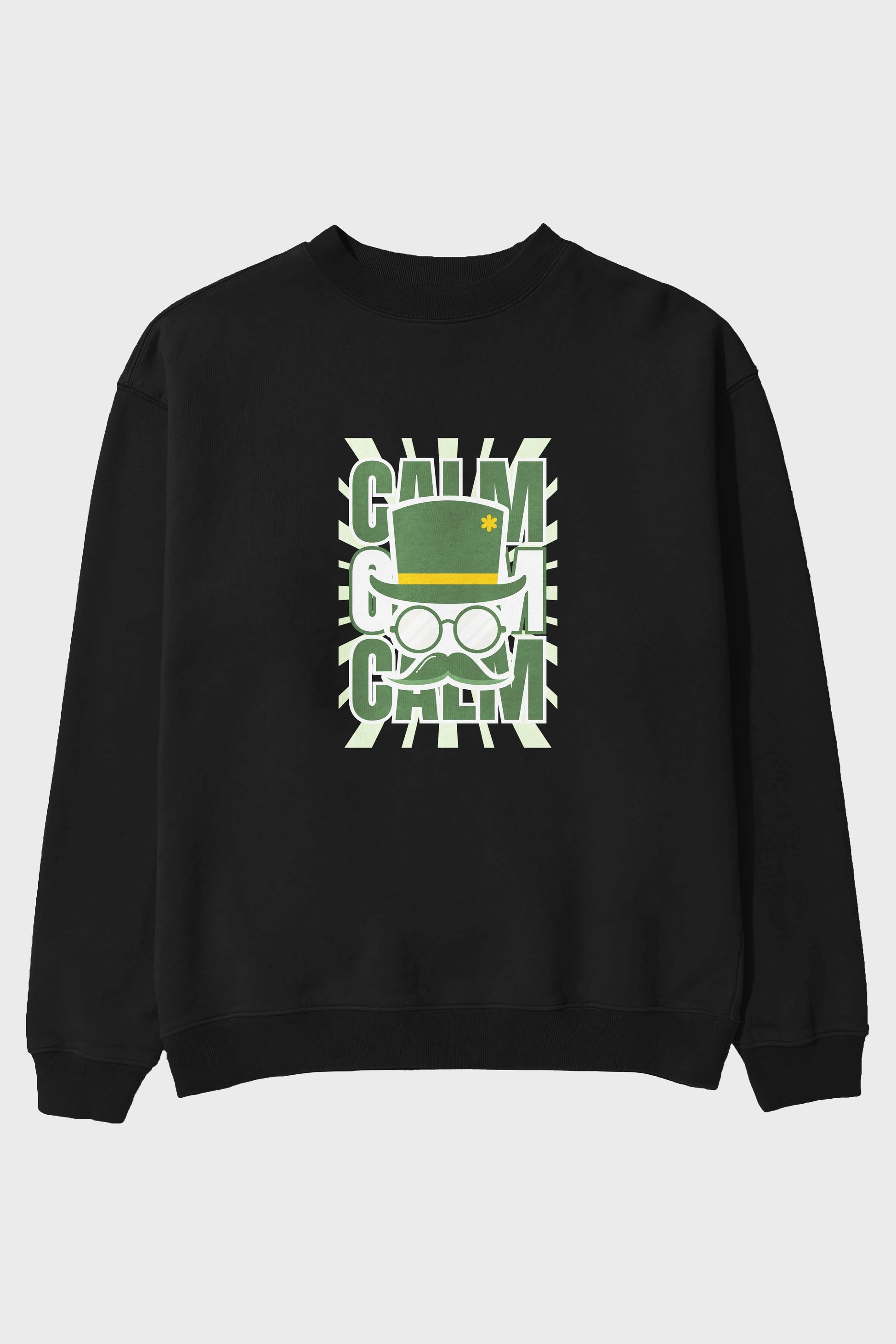 Calm Yazılı Ön Baskılı Oversize Sweatshirt Erkek Kadın Unisex
