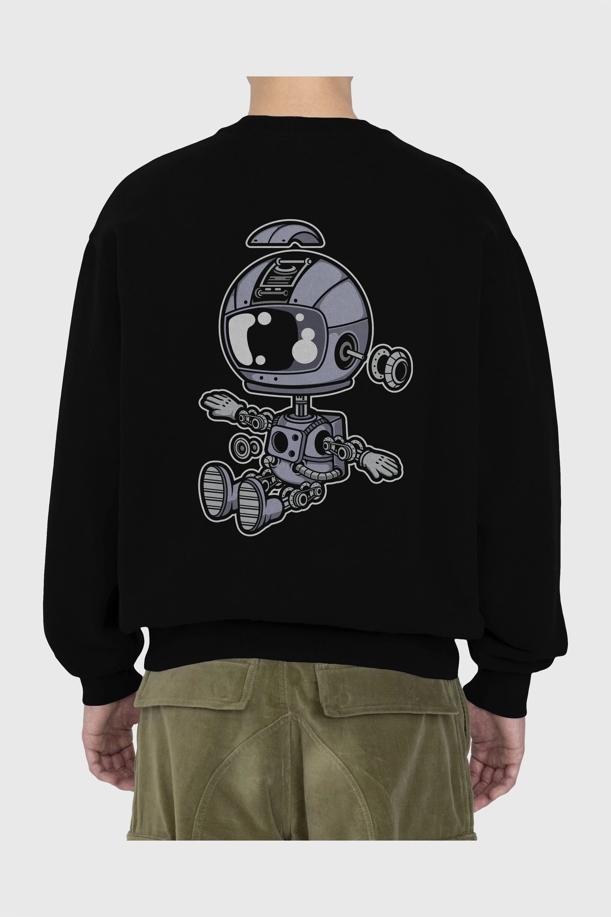 Astronaut Robot Arka Baskılı Oversize Sweatshirt Erkek Kadın Unisex