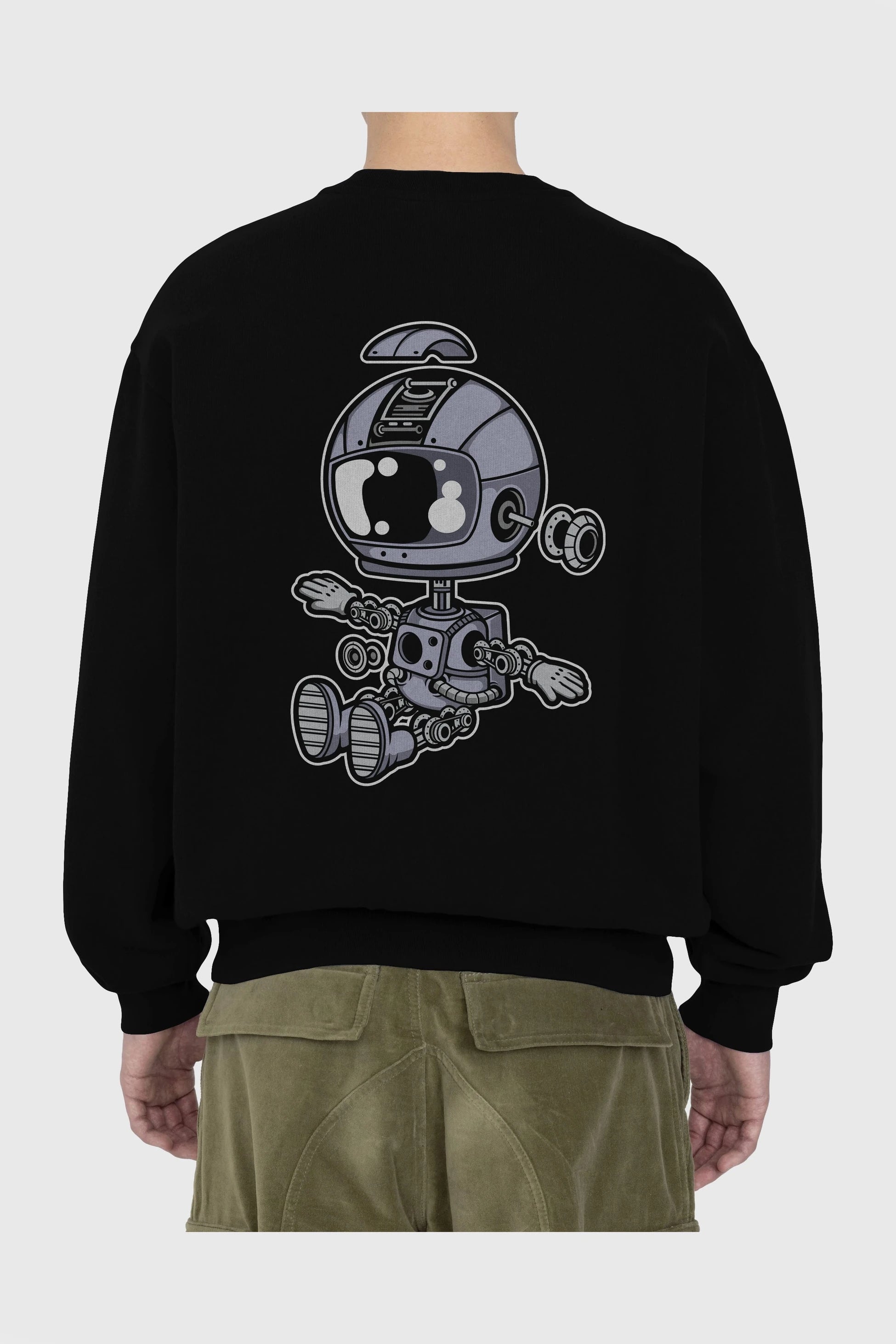 Astronaut Robot Arka Baskılı Oversize Sweatshirt Erkek Kadın Unisex