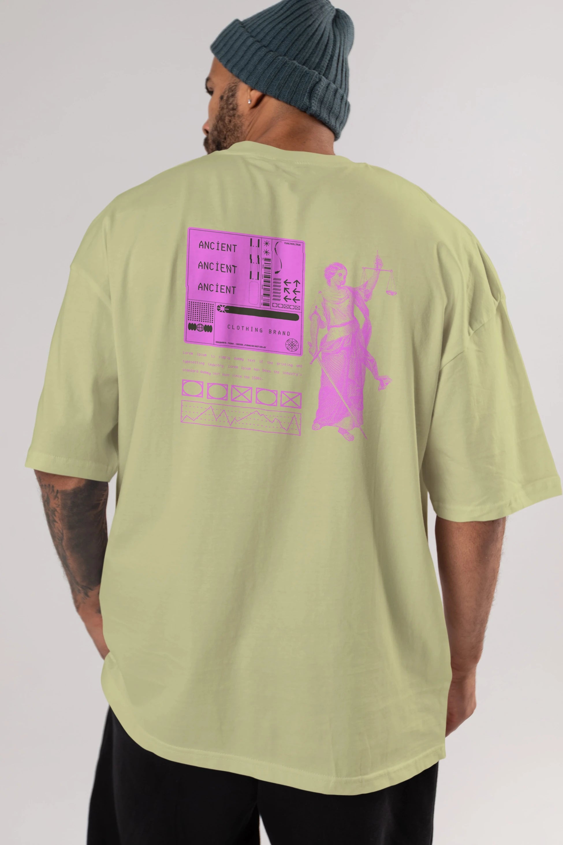 Ancient Streetwear Arka Baskılı Oversize t-shirt Erkek Kadın Unisex