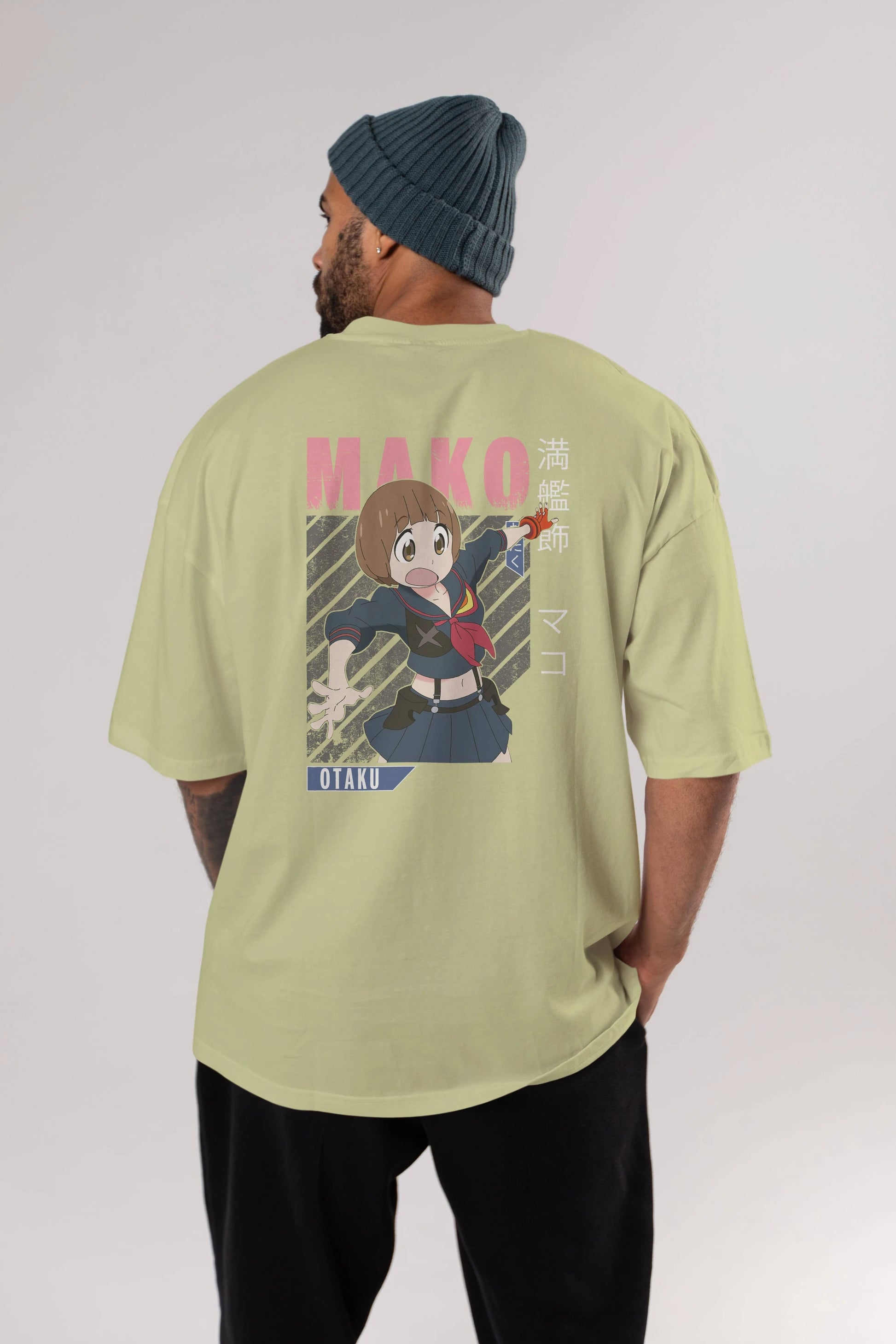 Mako Mankanshoku 2 Anime Arka Baskılı Oversize t-shirt Erkek Kadın Unisex
