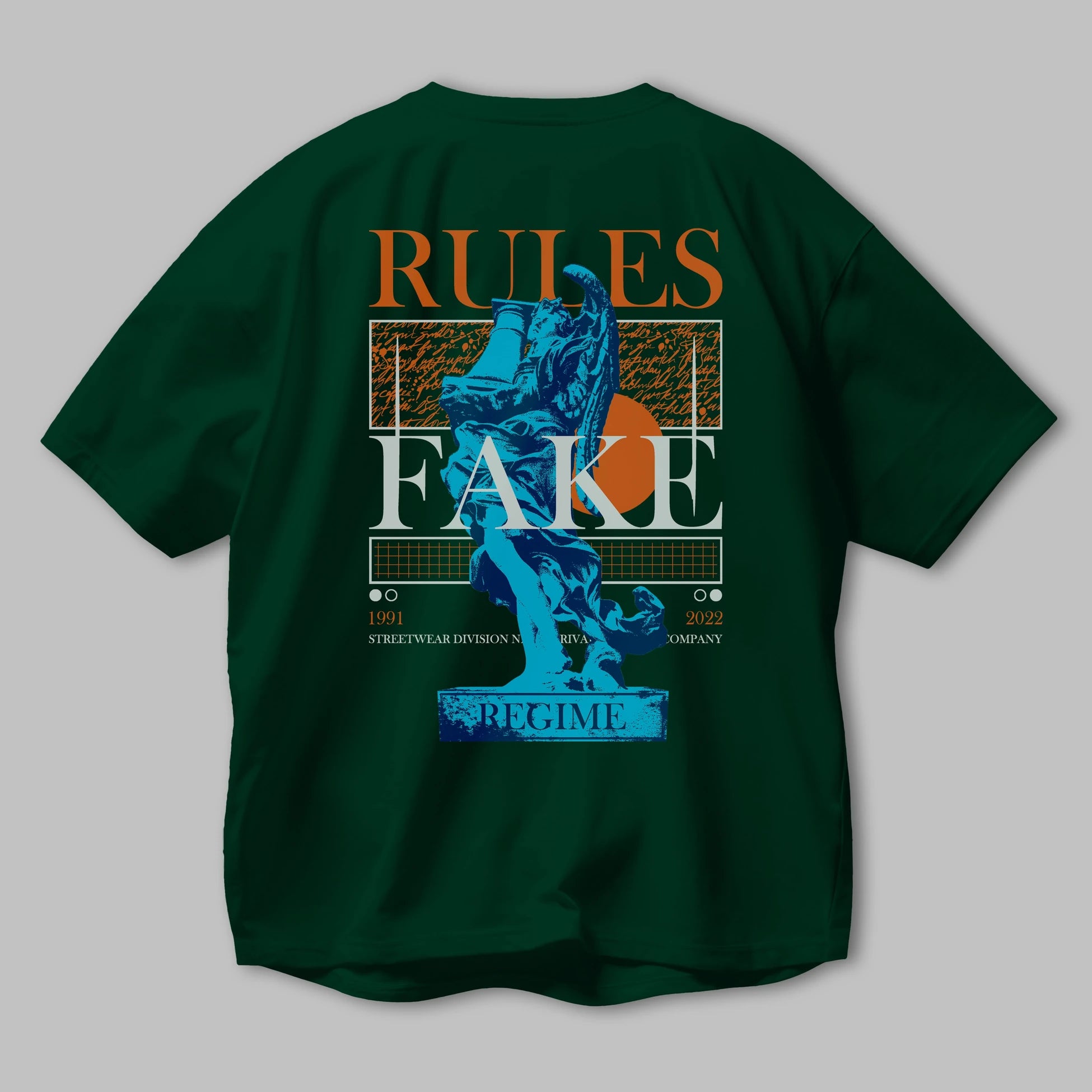 Rules Fake Arka Baskılı Oversize t-shirt Erkek Kadın Unisex