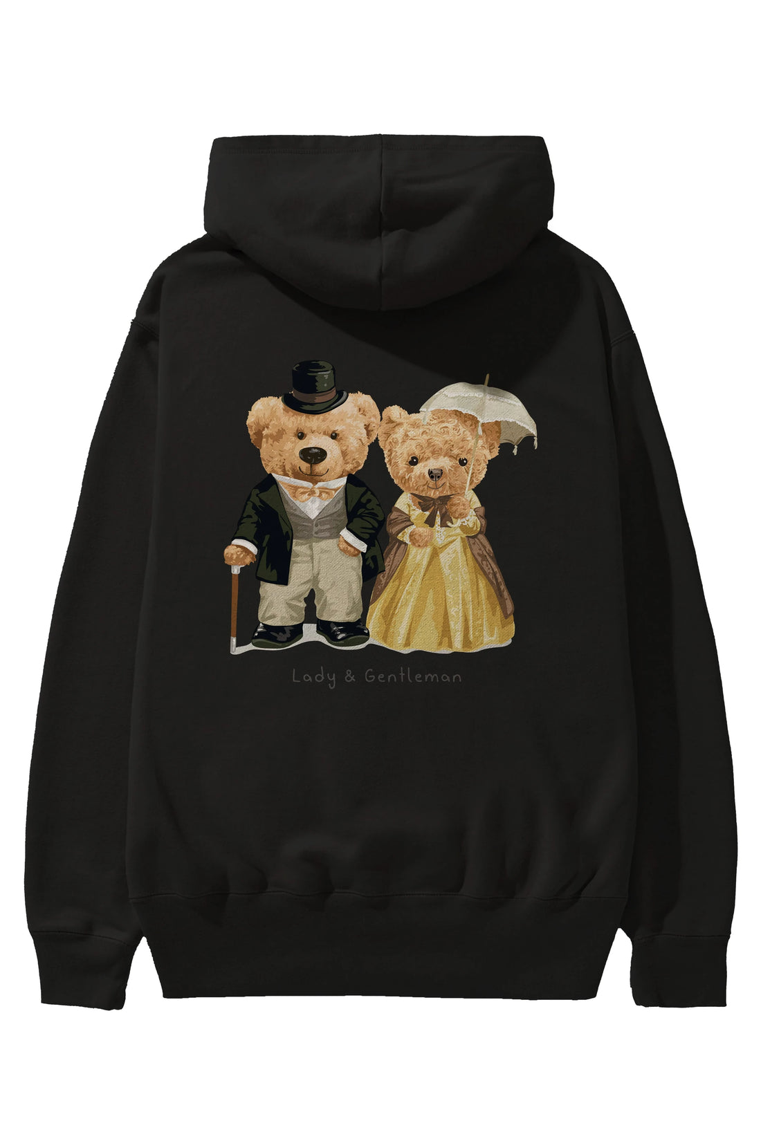 Teddy Bear Couple Arka Baskılı Hoodie Oversize Kapüşonlu Sweatshirt Erkek Kadın Unisex