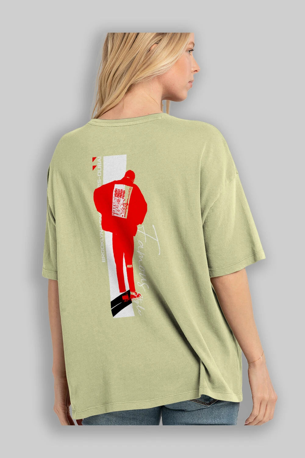 Brooklyn Style Arka Baskılı Oversize t-shirt Erkek Kadın Unisex