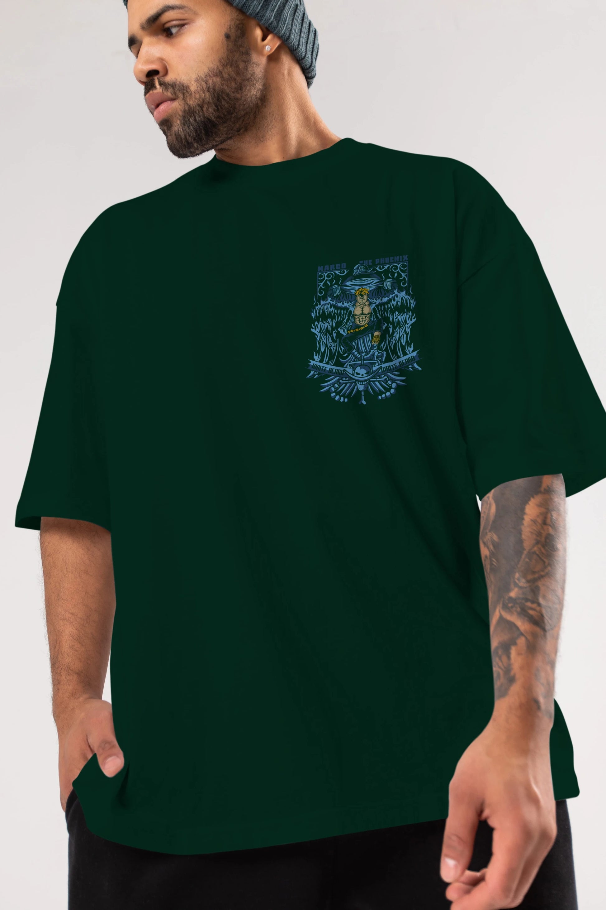 MARCO EL FENIX One Piece Ön Sol Baskılı Oversize t-shirt Erkek Kadın Unisex %100 Pamuk Bisiklet Yaka tişort