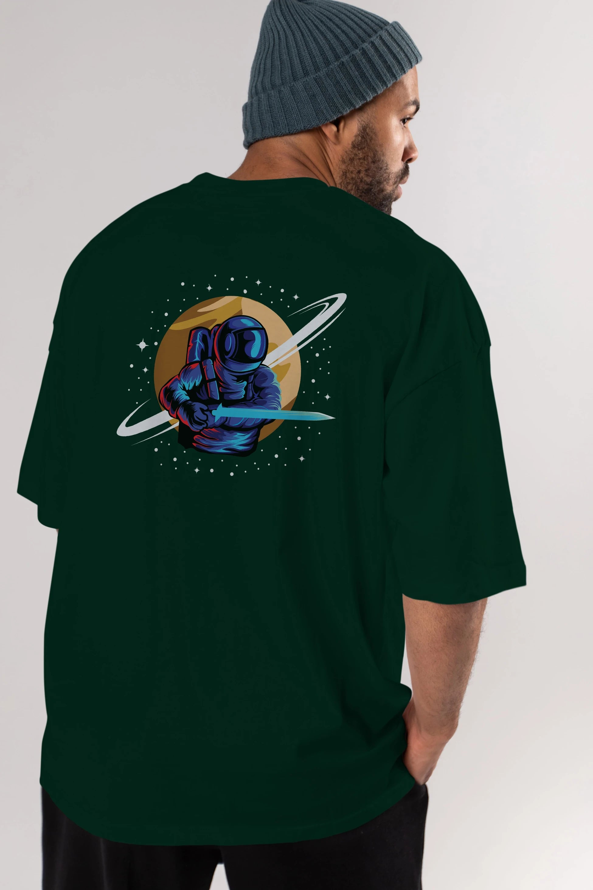 Astro Knight Arka Baskılı Oversize t-shirt Erkek Kadın Unisex