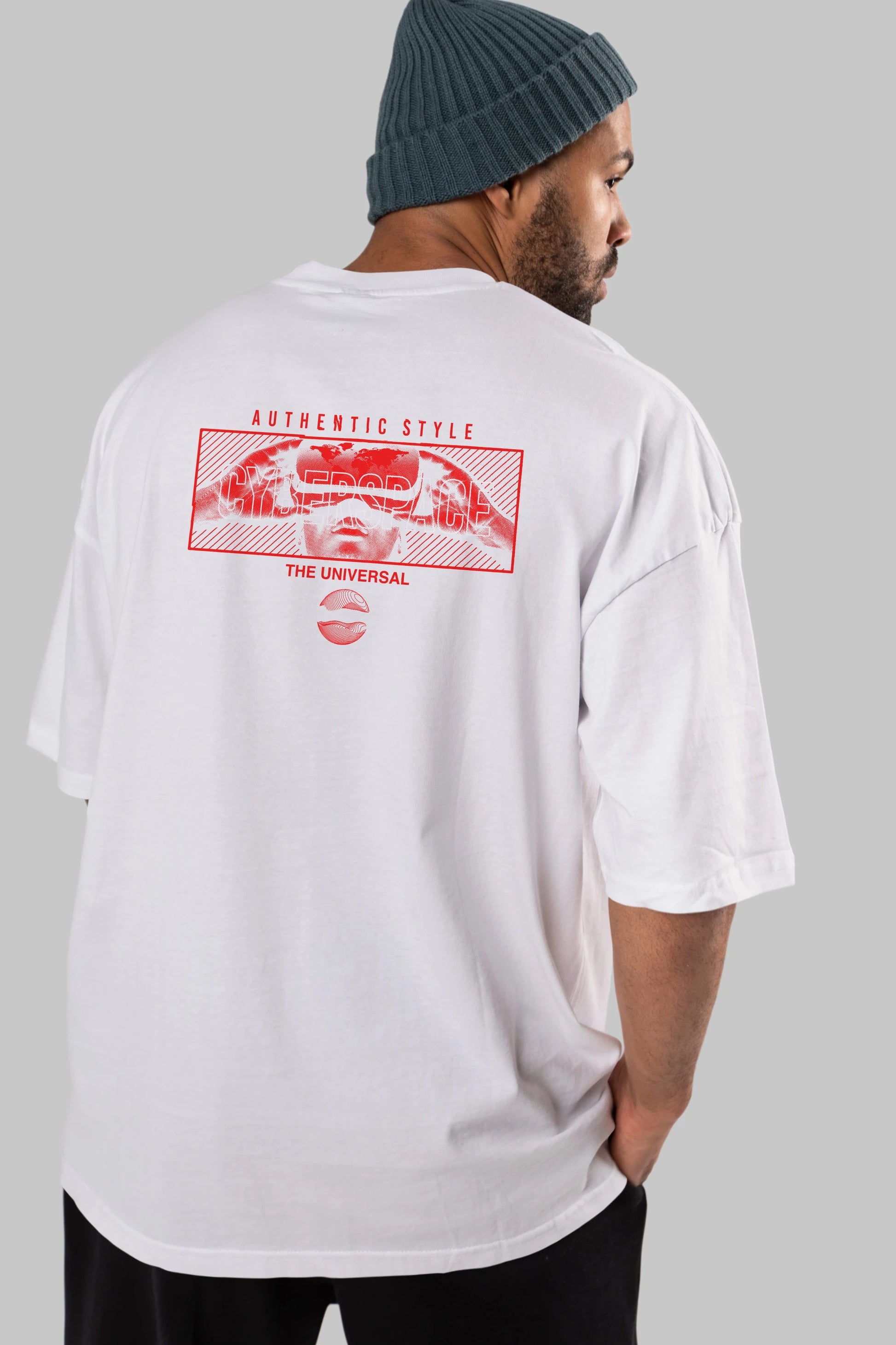 Cyberspace Arka Baskılı Oversize t-shirt Erkek Kadın Unisex