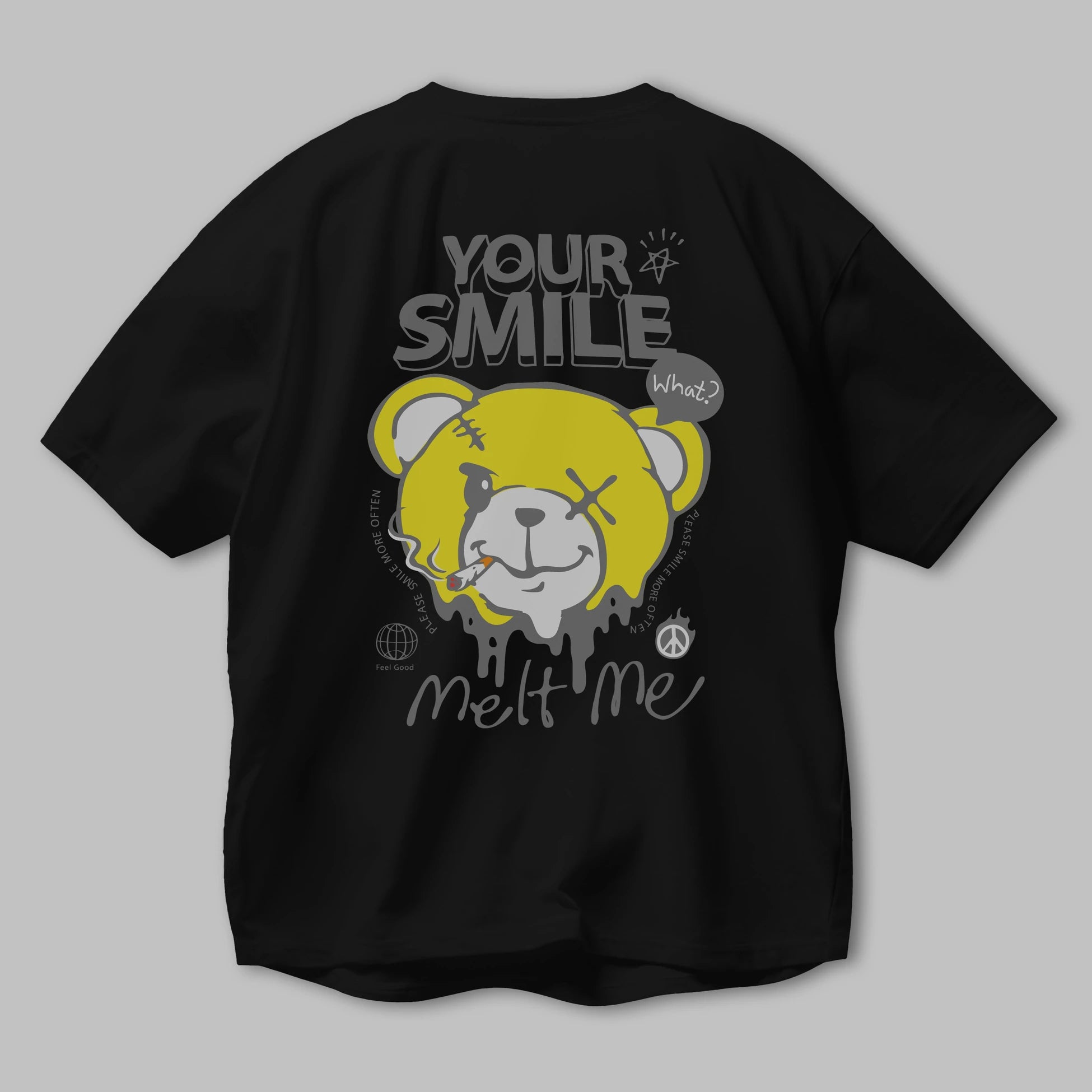 Your Smile Bear Arka Baskılı Oversize t-shirt Erkek Kadın Unisex