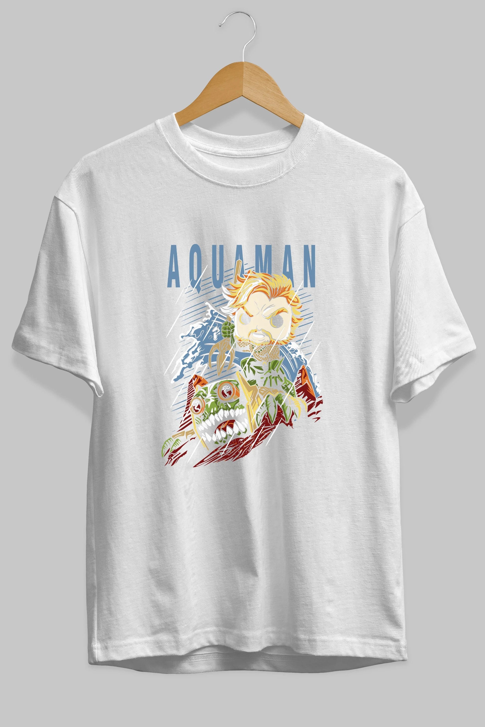 Aquaman Ön Baskılı Oversize t-shirt Erkek Kadın Unisex %100 Pamuk Bisiklet Yaka tişort