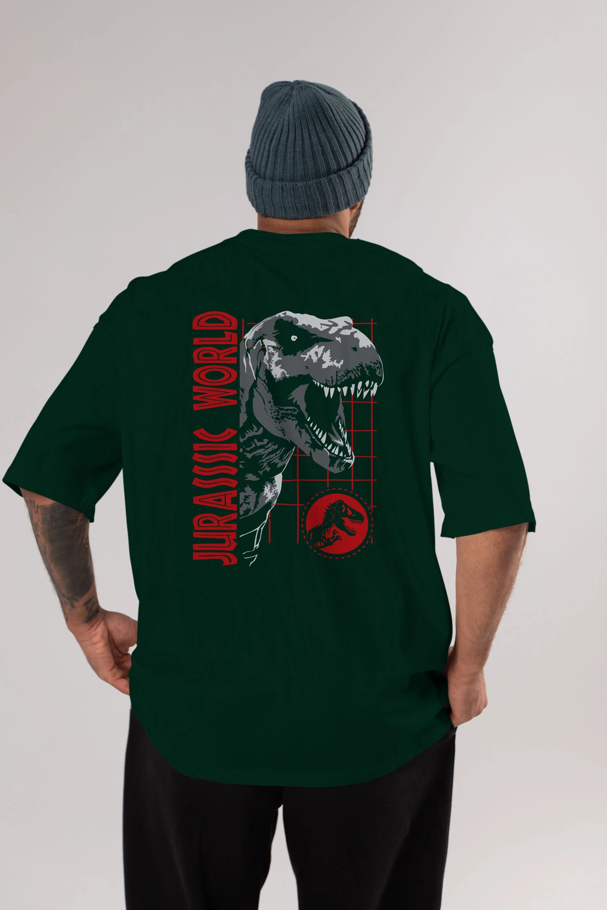 Jurassic Park (2) Arka Baskılı Oversize t-shirt Erkek Kadın Unisex %100 Pamuk Bisiklet Yaka tişort