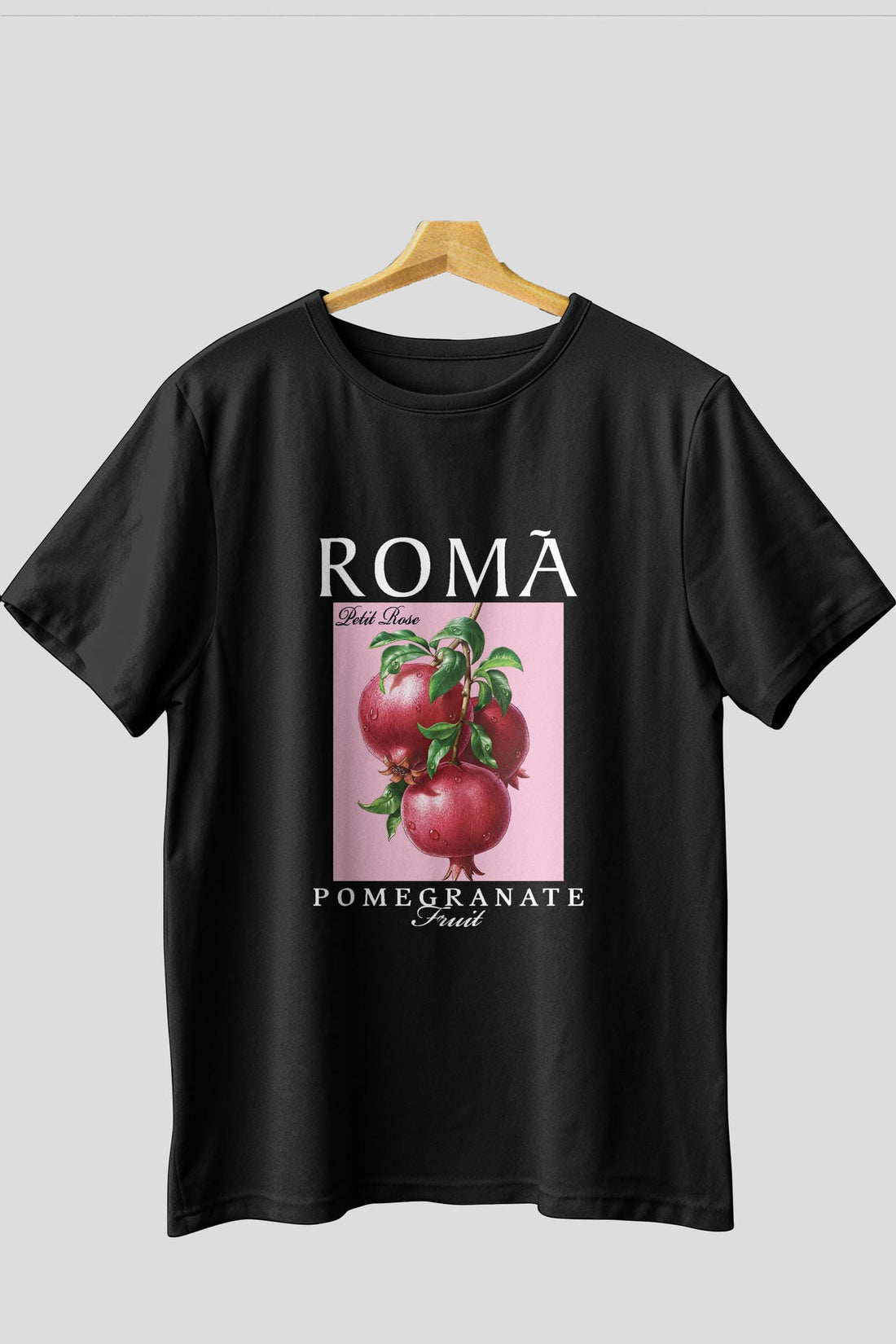 Roma Pomegranate Nar Ön Baskılı Oversize t-shirt Erkek Kadın Pamuk Bisiklet Yaka tişort