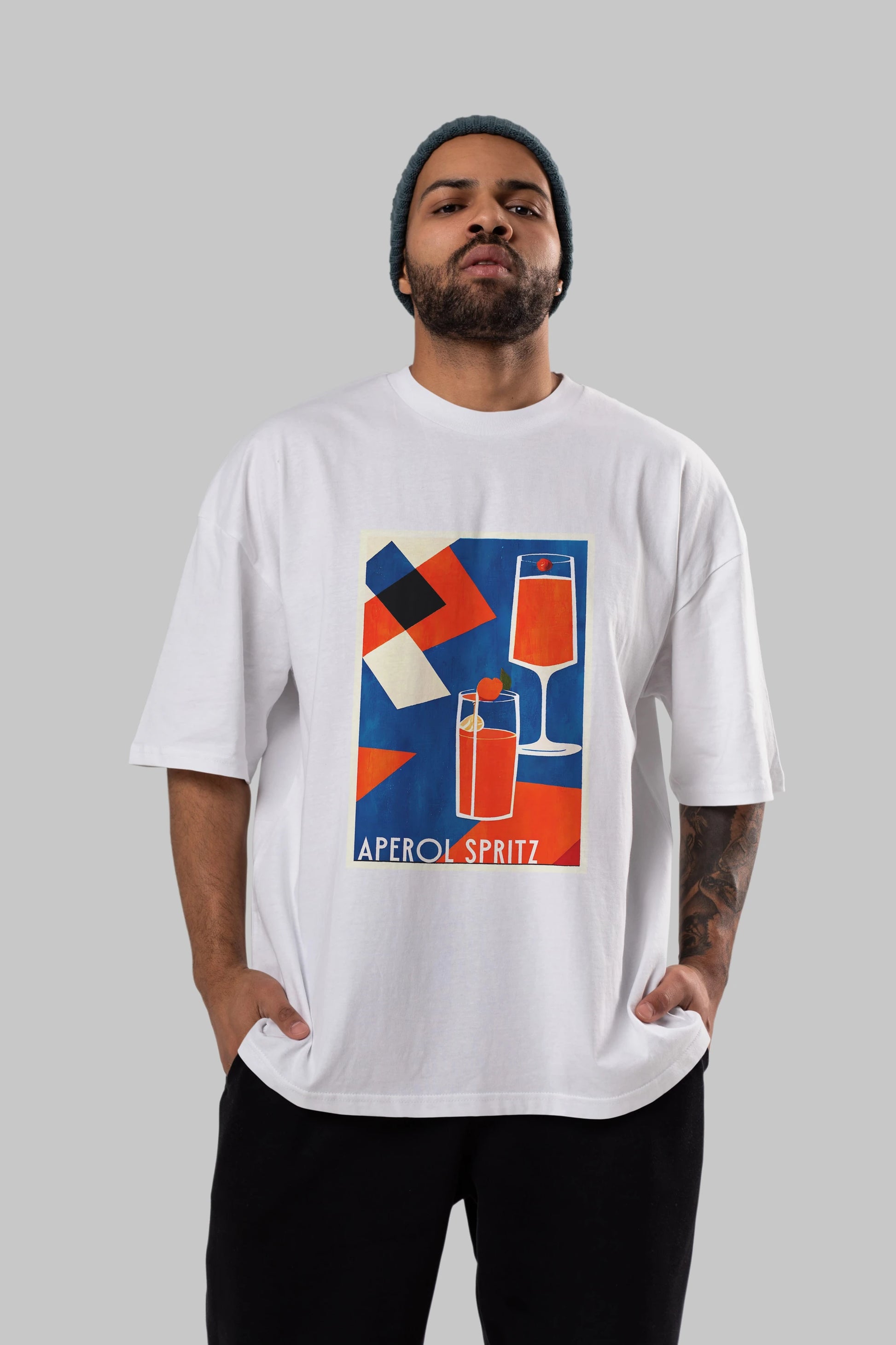 Aperol Spritz 4 Ön Baskılı Oversize t-shirt Erkek Kadın Unisex %100 Pamuk Bisiklet Yaka tişort
