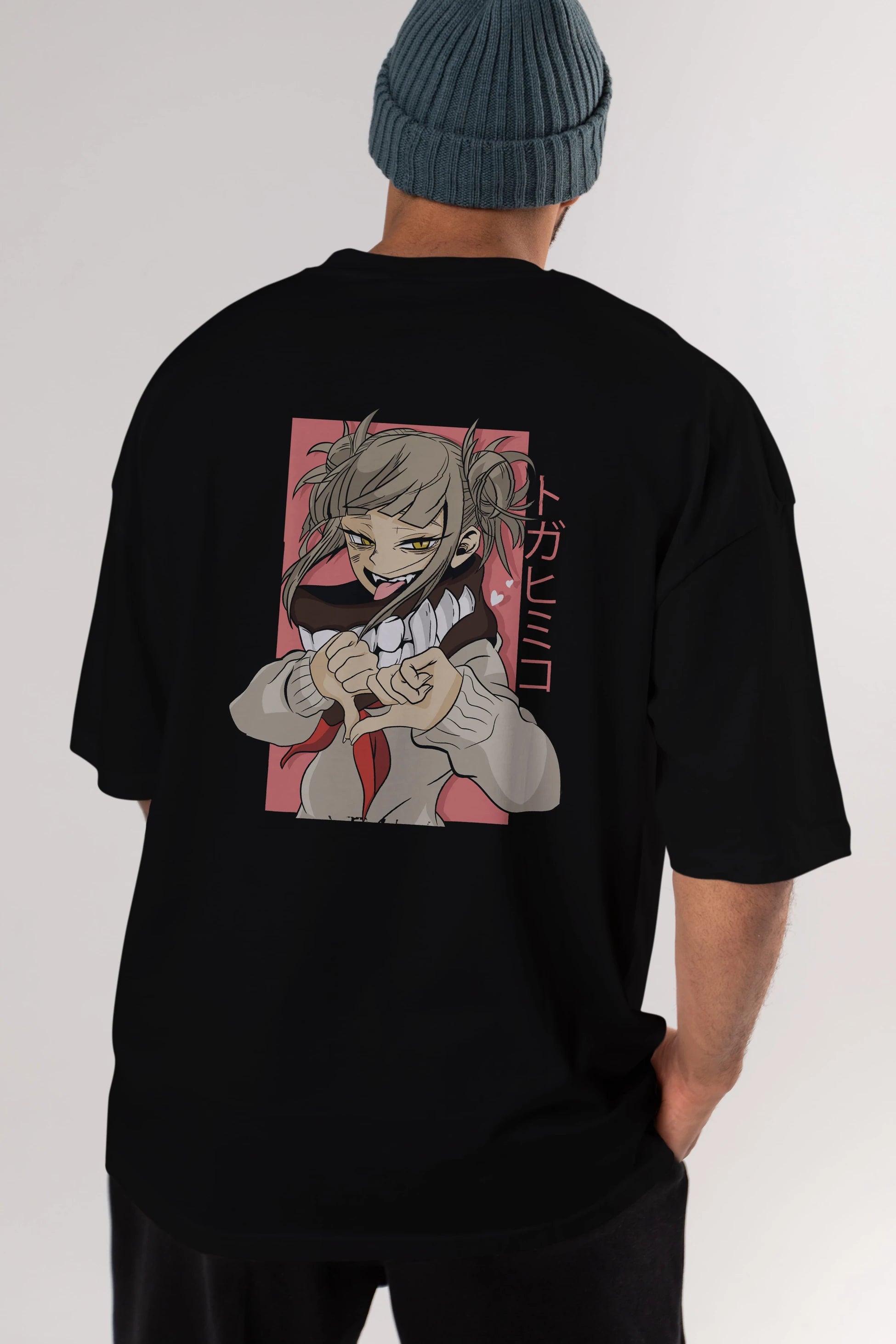 Himiko Toga Anime Arka Baskılı Oversize t-shirt Erkek Kadın Unisex