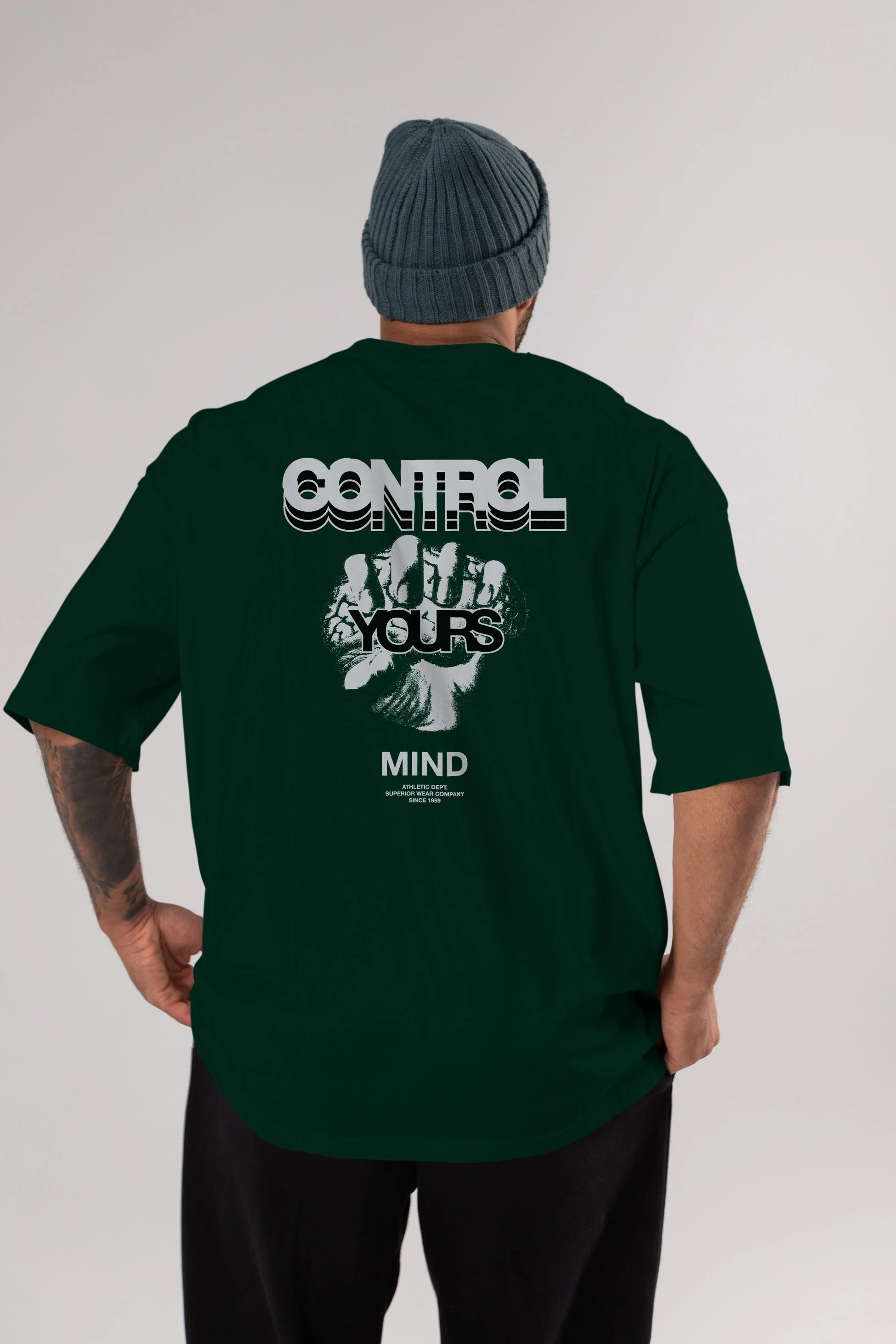 Control Your Mind Arka Baskılı Oversize t-shirt Erkek Kadın Unisex