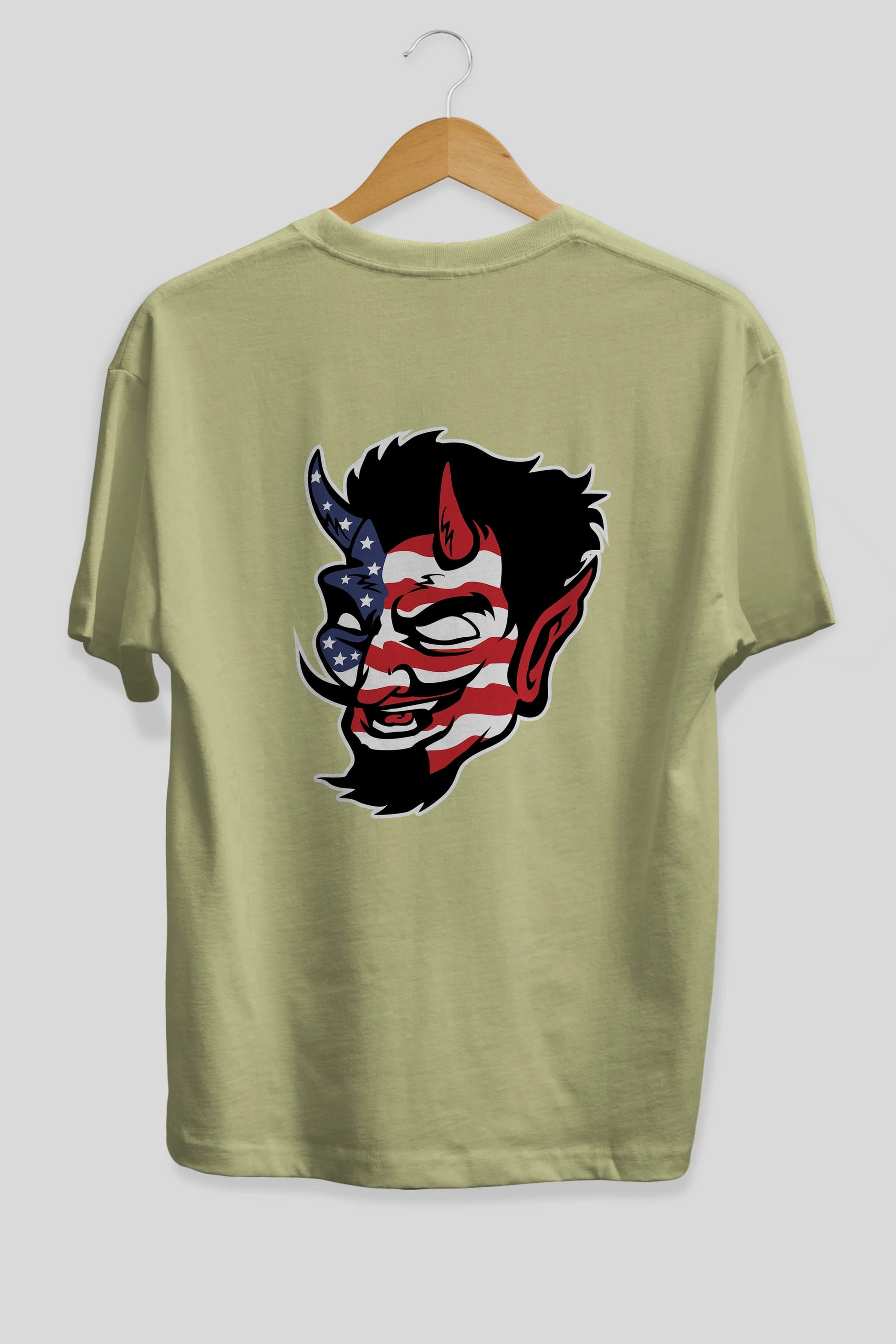 American Devil Arka Baskılı Oversize t-shirt Erkek Kadın Unisex %100 Pamuk tişort