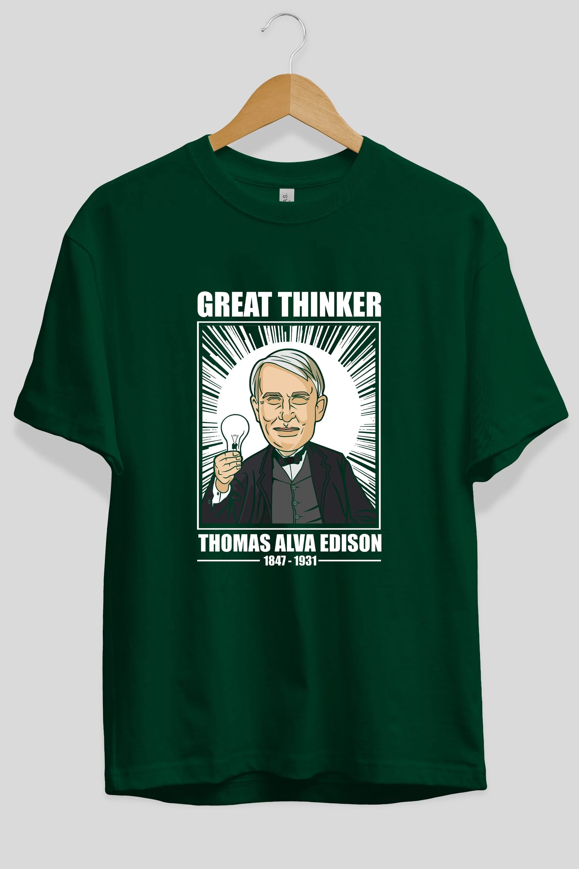 Thomas Alfa Edison Ön Baskılı Oversize t-shirt Erkek Kadın Unisex %100 Pamuk tişort