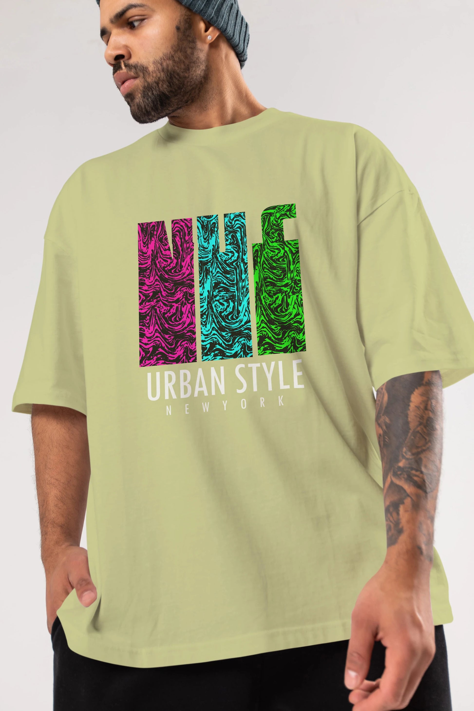 Urban Style Newyork Ön Baskılı Oversize t-shirt Erkek Kadın Unisex