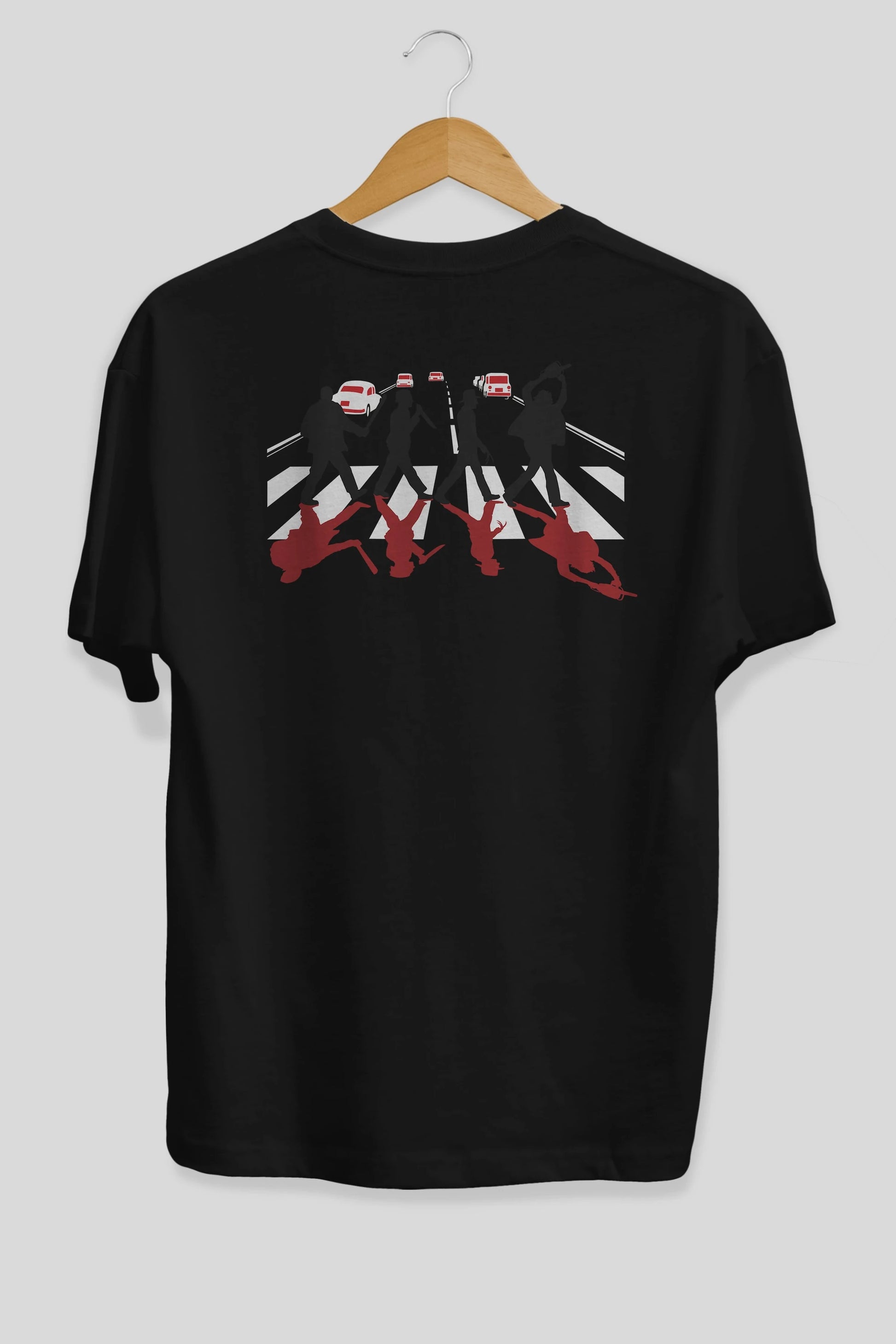 Abbey Road Killer Red Arka Baskılı Oversize t-shirt %100 pamuk Erkek Kadın Unisex