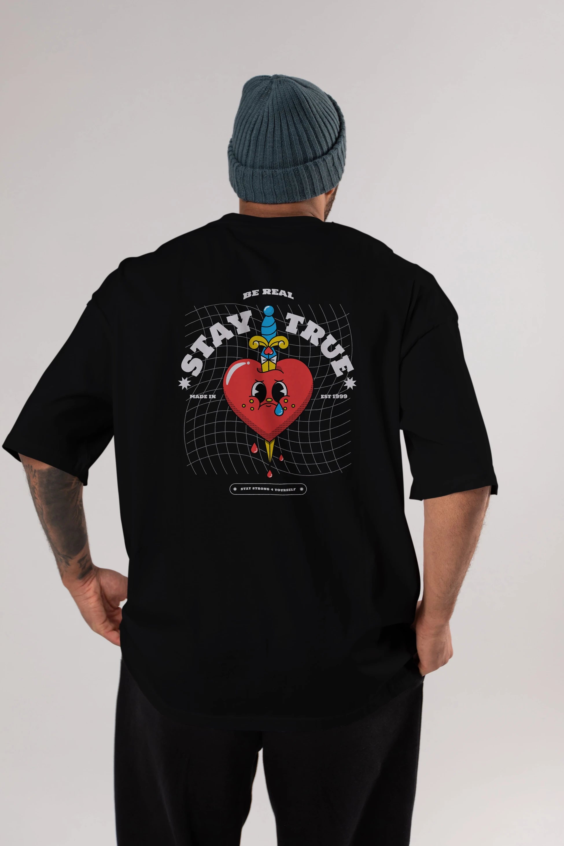 Stay True Arka Baskılı Oversize t-shirt Erkek Kadın Unisex
