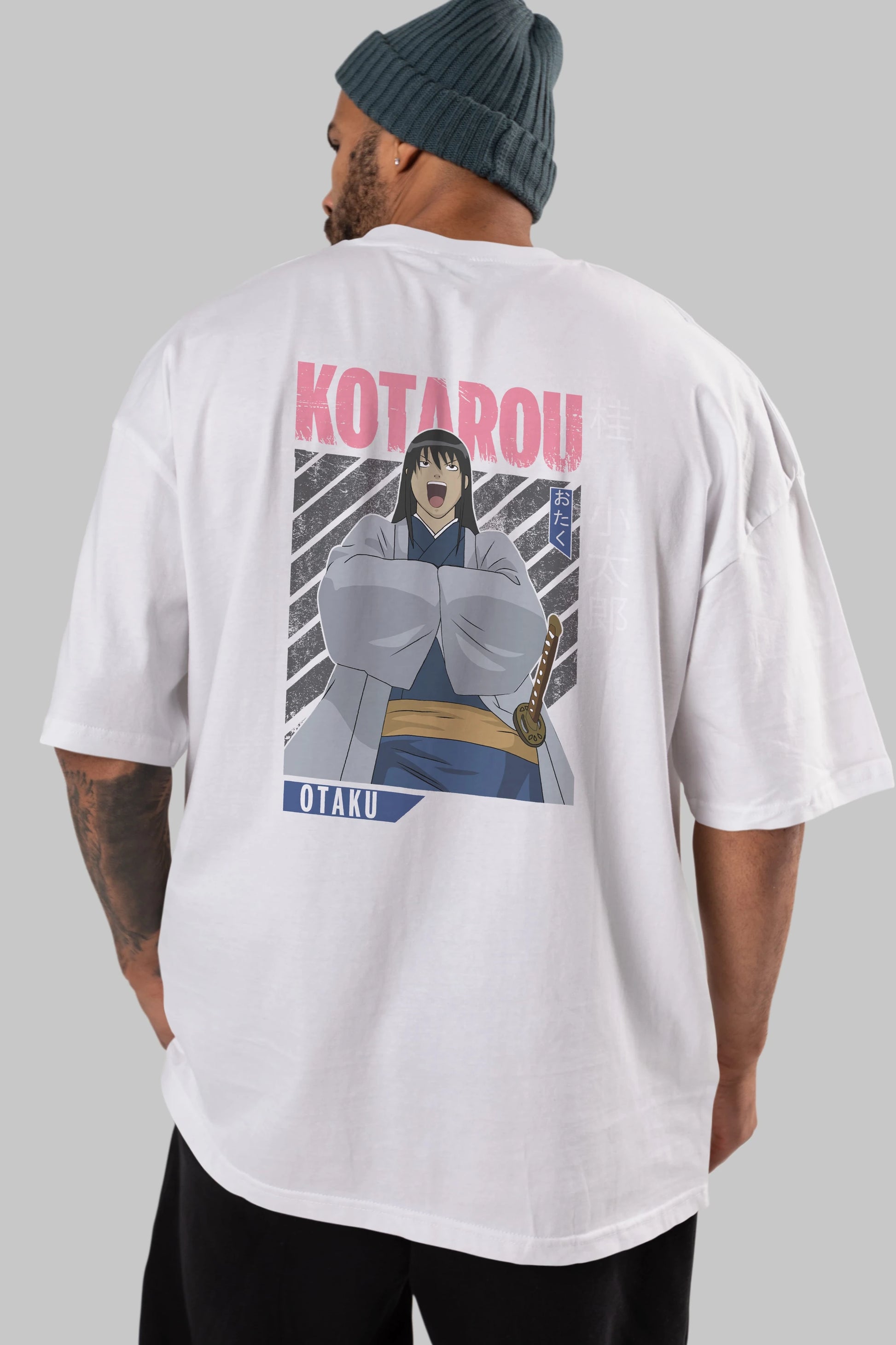 Kotarou Katsura GINTAMA 1 Anime Arka Baskılı Oversize t-shirt Erkek Kadın Unisex