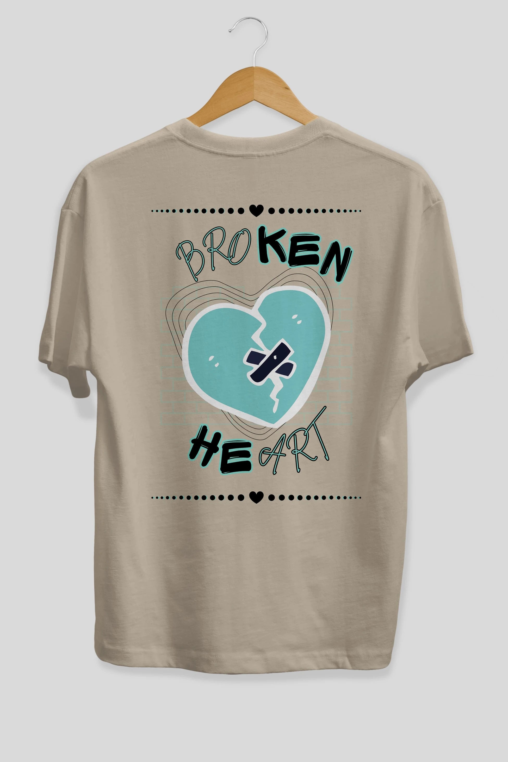 Broken Heart Yazılı Arka Baskılı Oversize t-shirt Erkek Kadın Unisex