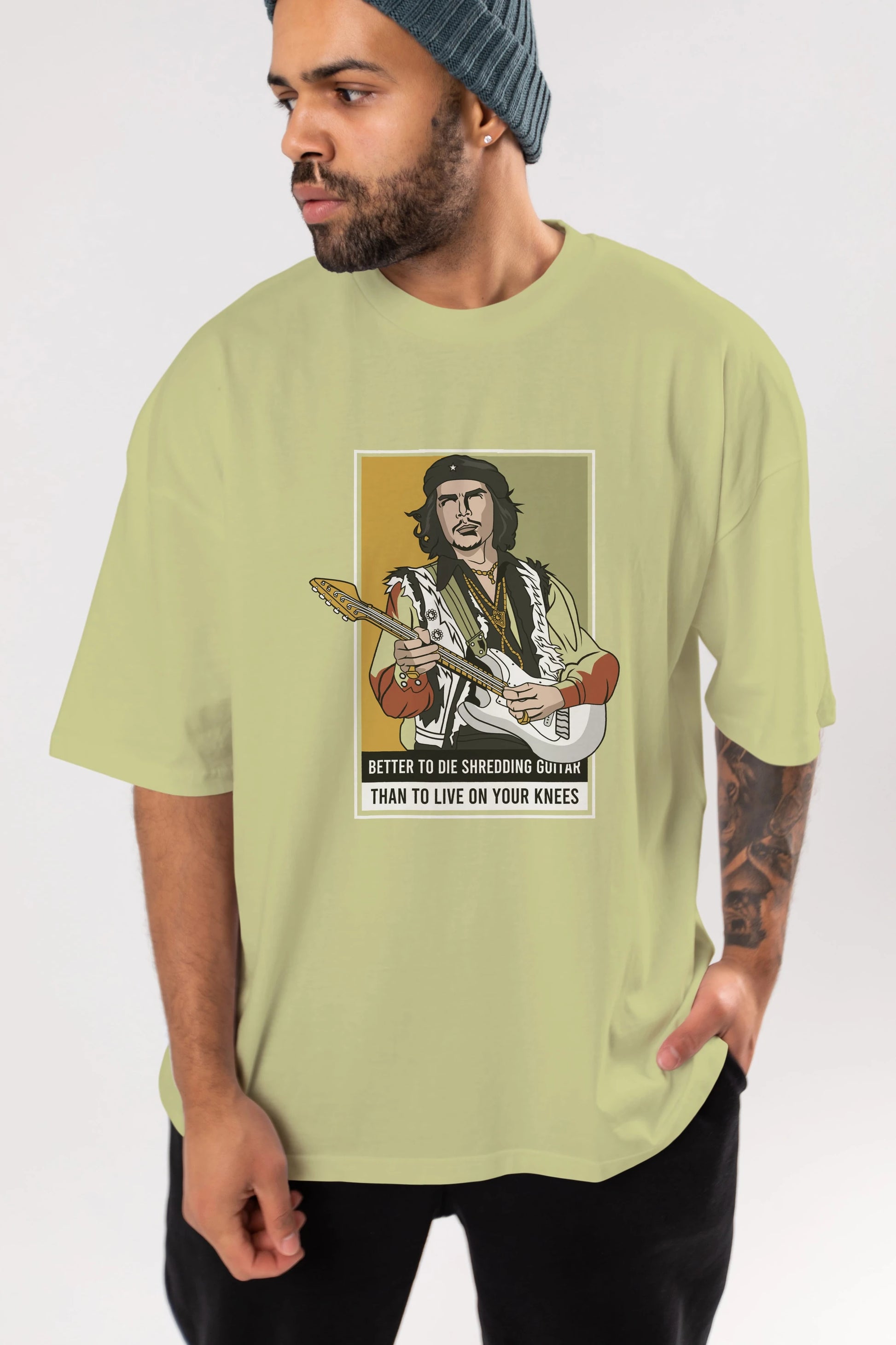 Che Guevara Hendrix Ön Baskılı Oversize t-shirt Erkek Kadın Unisex %100 Pamuk tişort
