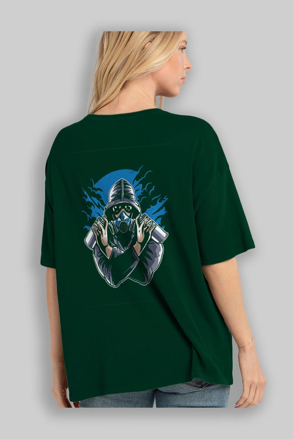 Graffiti Gasmask Arka Baskılı Oversize t-shirt Erkek Kadın Unisex %100 Pamuk