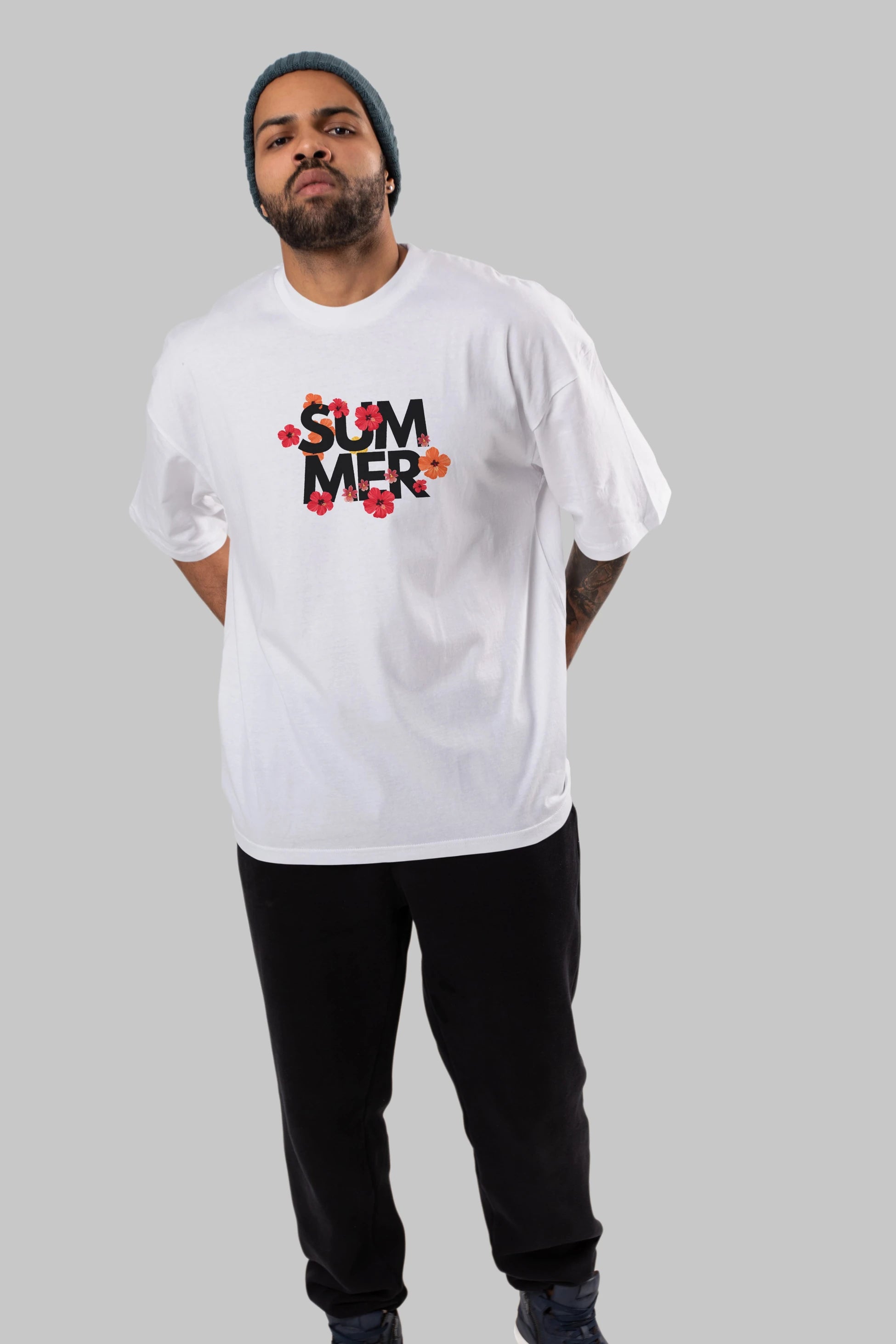 Summer Yazılı 2 Ön Baskılı Oversize t-shirt Erkek Kadın Unisex