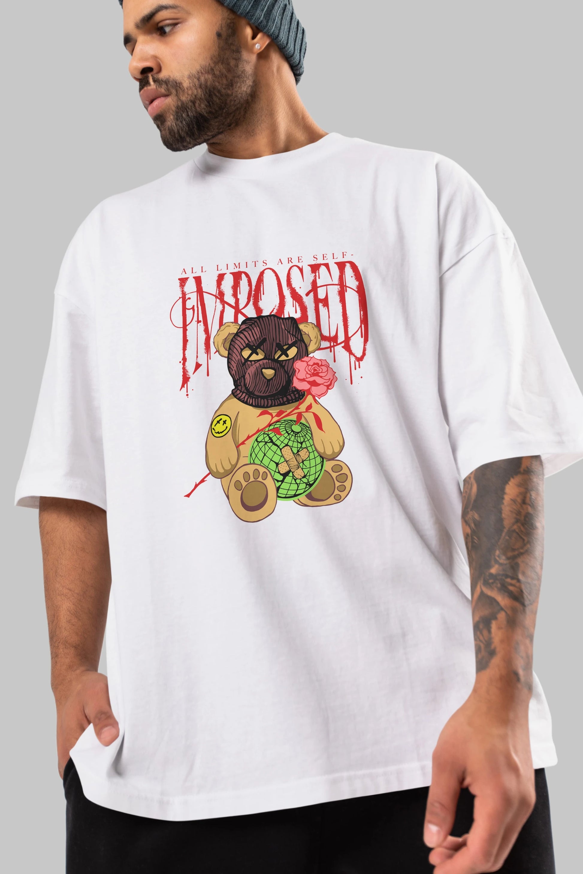 All Limits Bear Ön Baskılı Oversize t-shirt Erkek Kadın Unisex