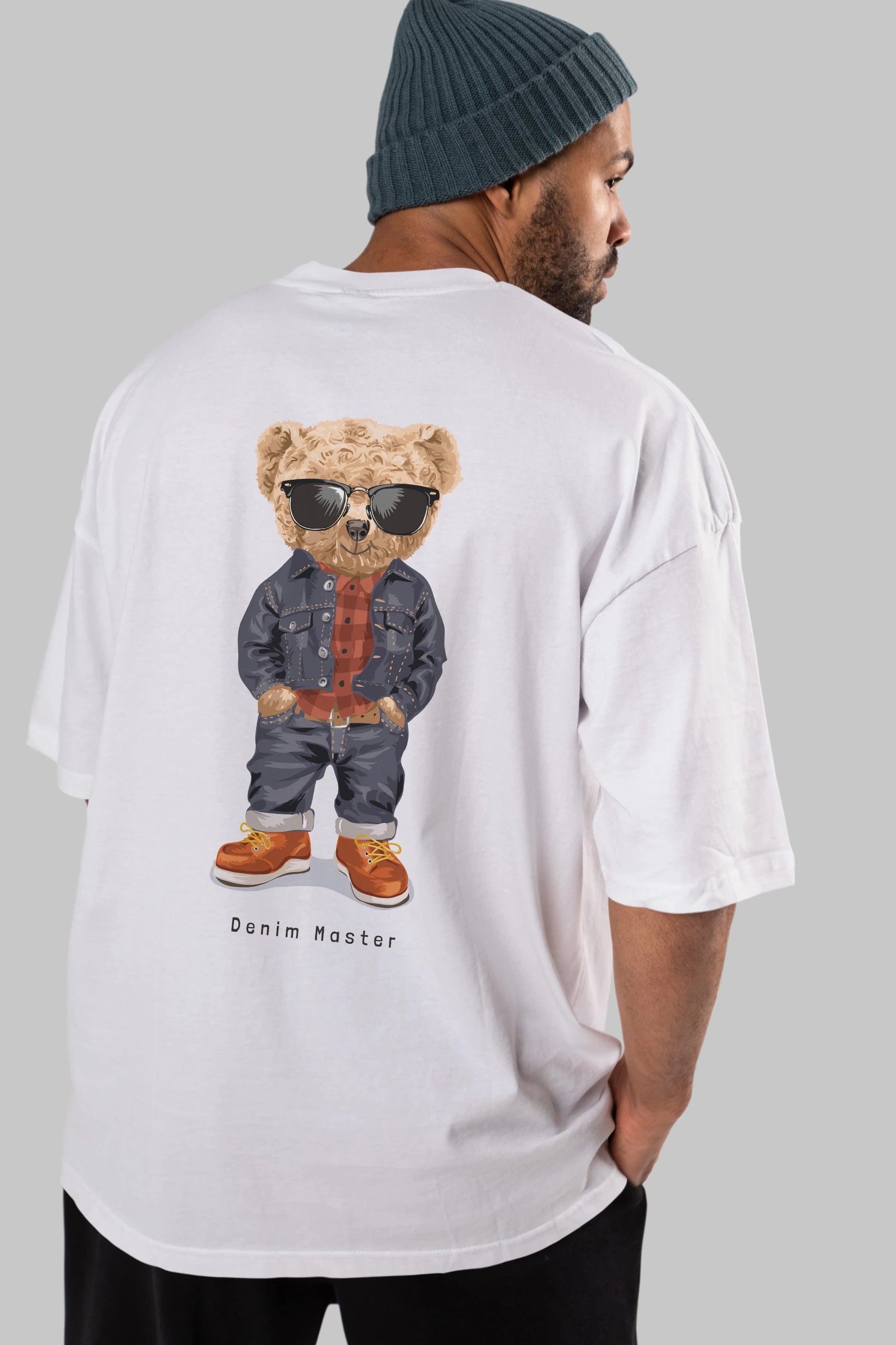 Teddy Bear Tarz Arka Baskılı Oversize t-shirt Erkek Kadın Unisex %100 Pamuk