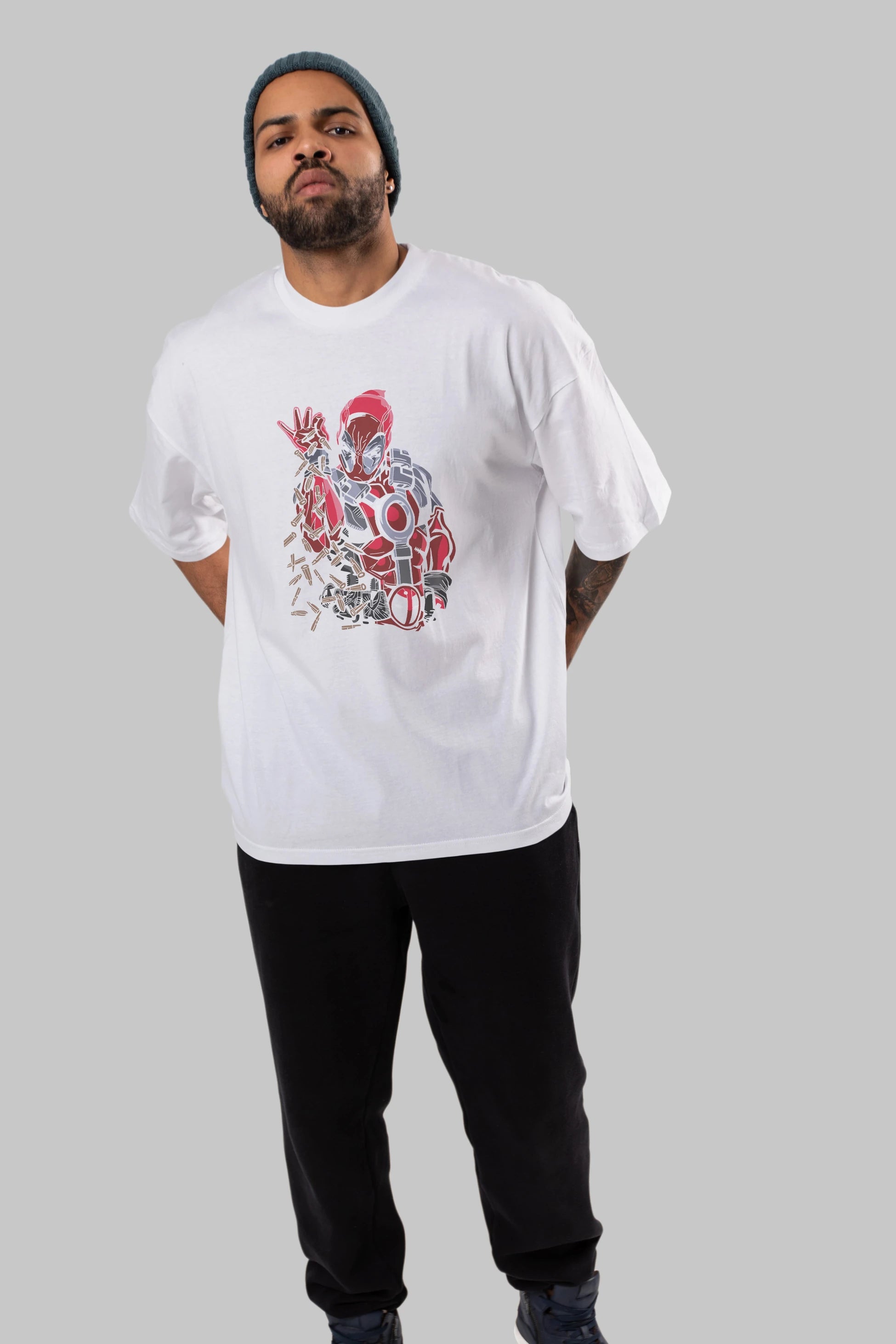 Deadpool (2) Ön Baskılı Oversize t-shirt Erkek Kadın Unisex %100 Pamuk Bisiklet Yaka tişort