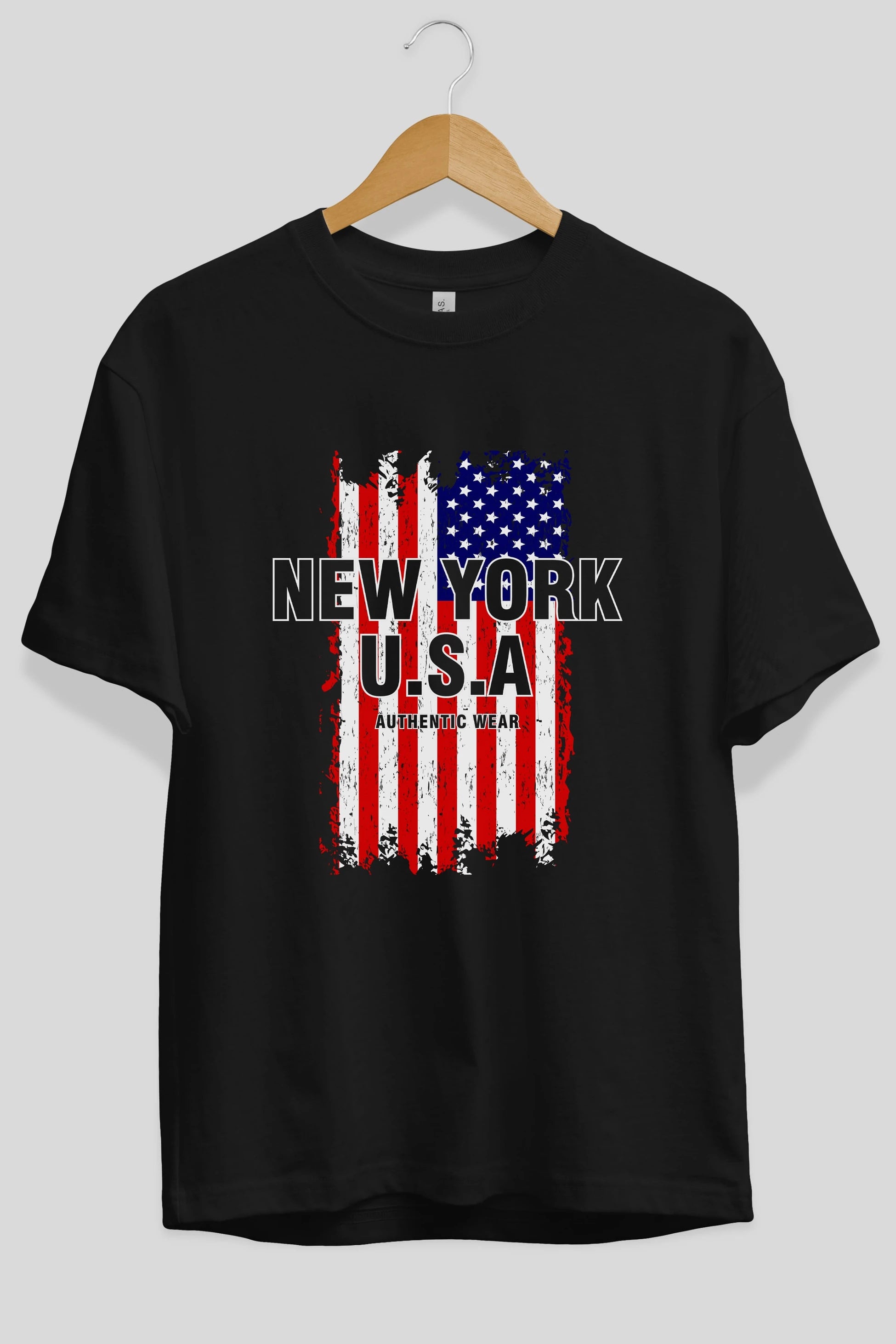 New York Usa Ön Baskılı Oversize t-shirt Erkek Kadın Unisex