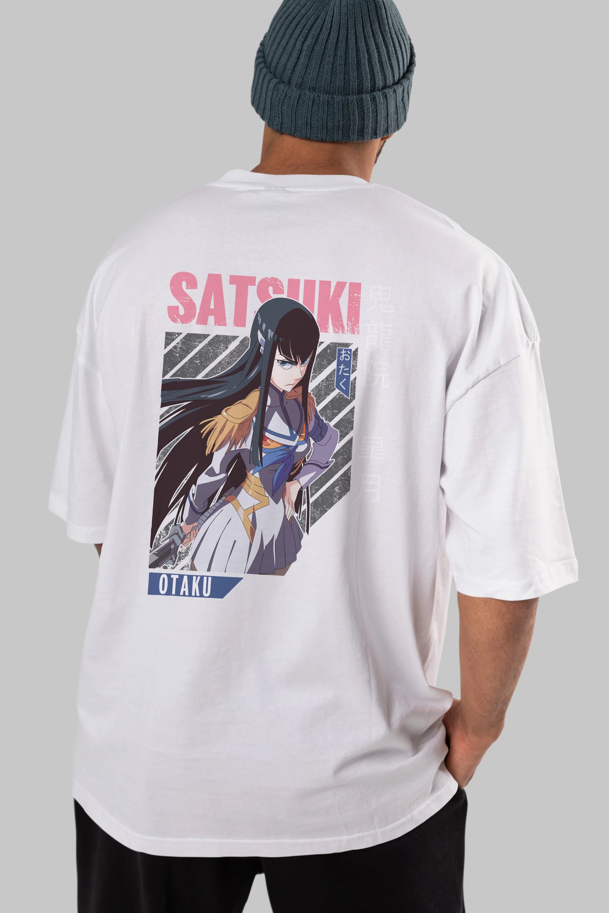 Satsuki Kiryuuin 8 Anime Arka Baskılı Oversize t-shirt Erkek Kadın Unisex