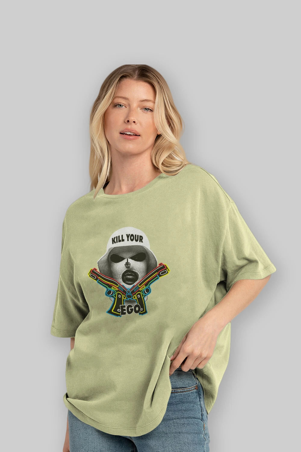 Kill Your Ego Ön Baskılı Oversize t-shirt Erkek Kadın Unisex