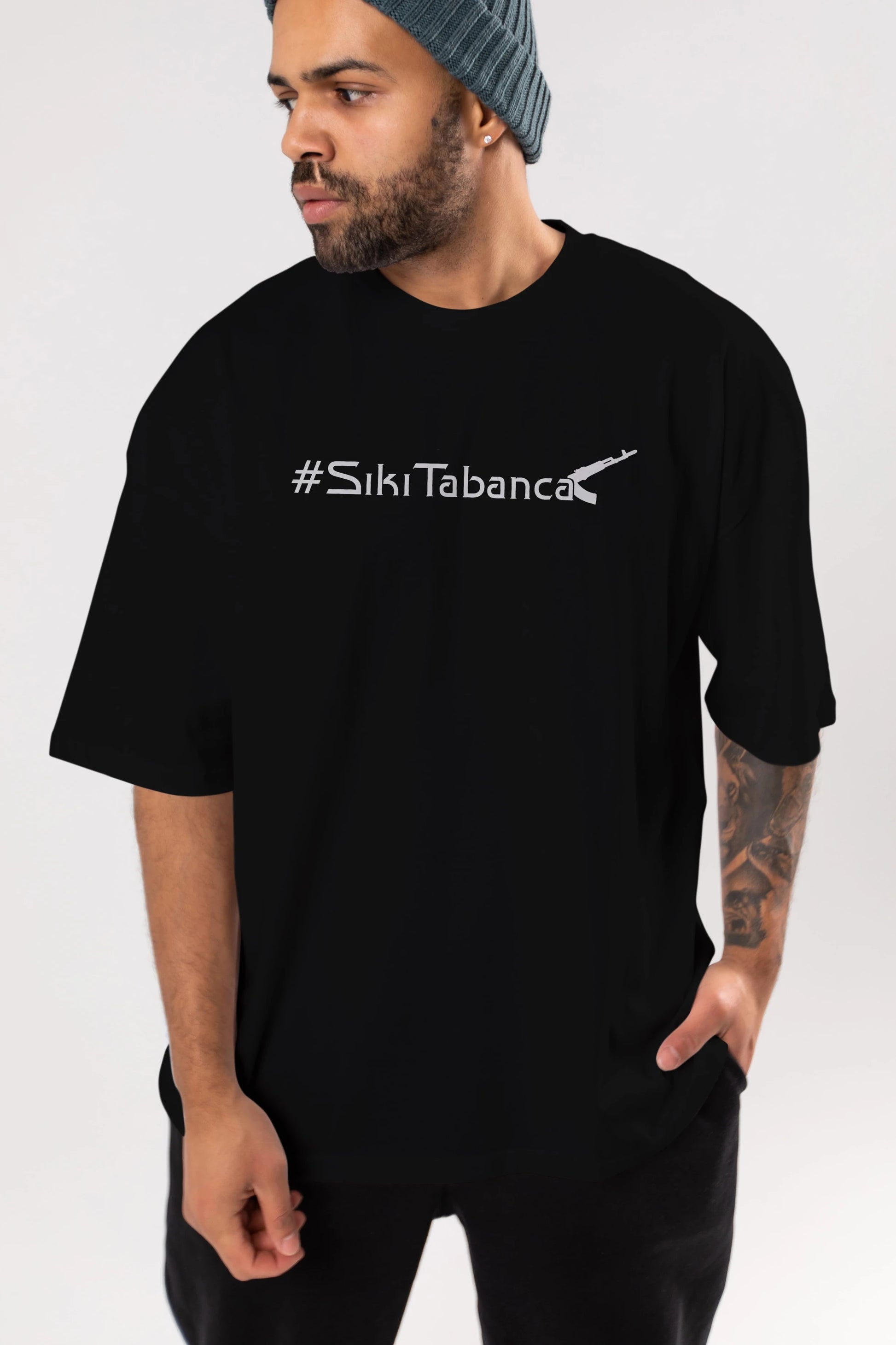 Sıkı Tabanca Ön Baskılı Oversize t-shirt %100 pamuk Erkek Kadın Unisex
