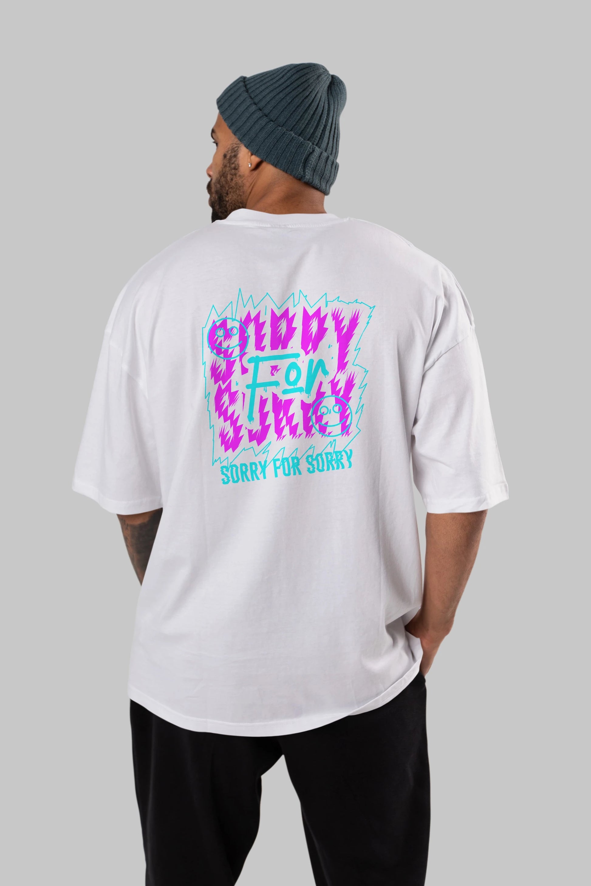 Sorry for Sorry Arka Baskılı Oversize t-shirt Erkek Kadın Unisex