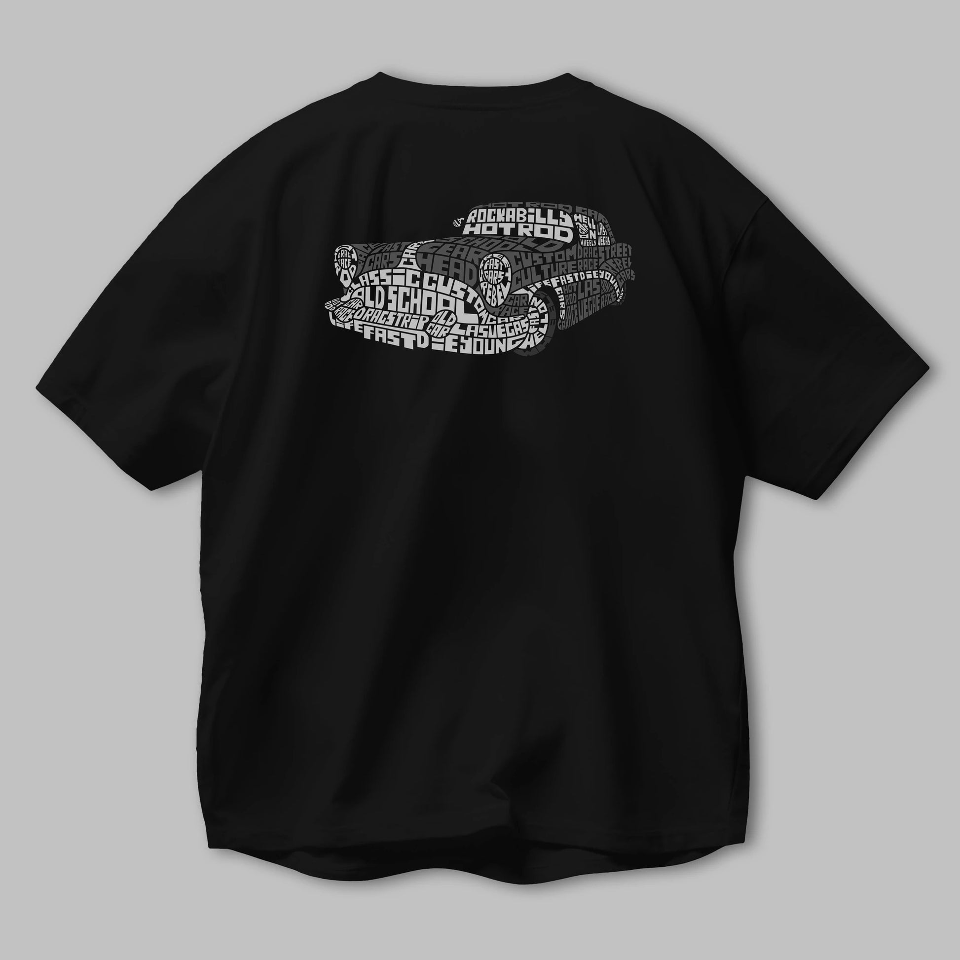 Hotrod Arka Baskılı Oversize t-shirt %100 pamuk Erkek Kadın Unisex