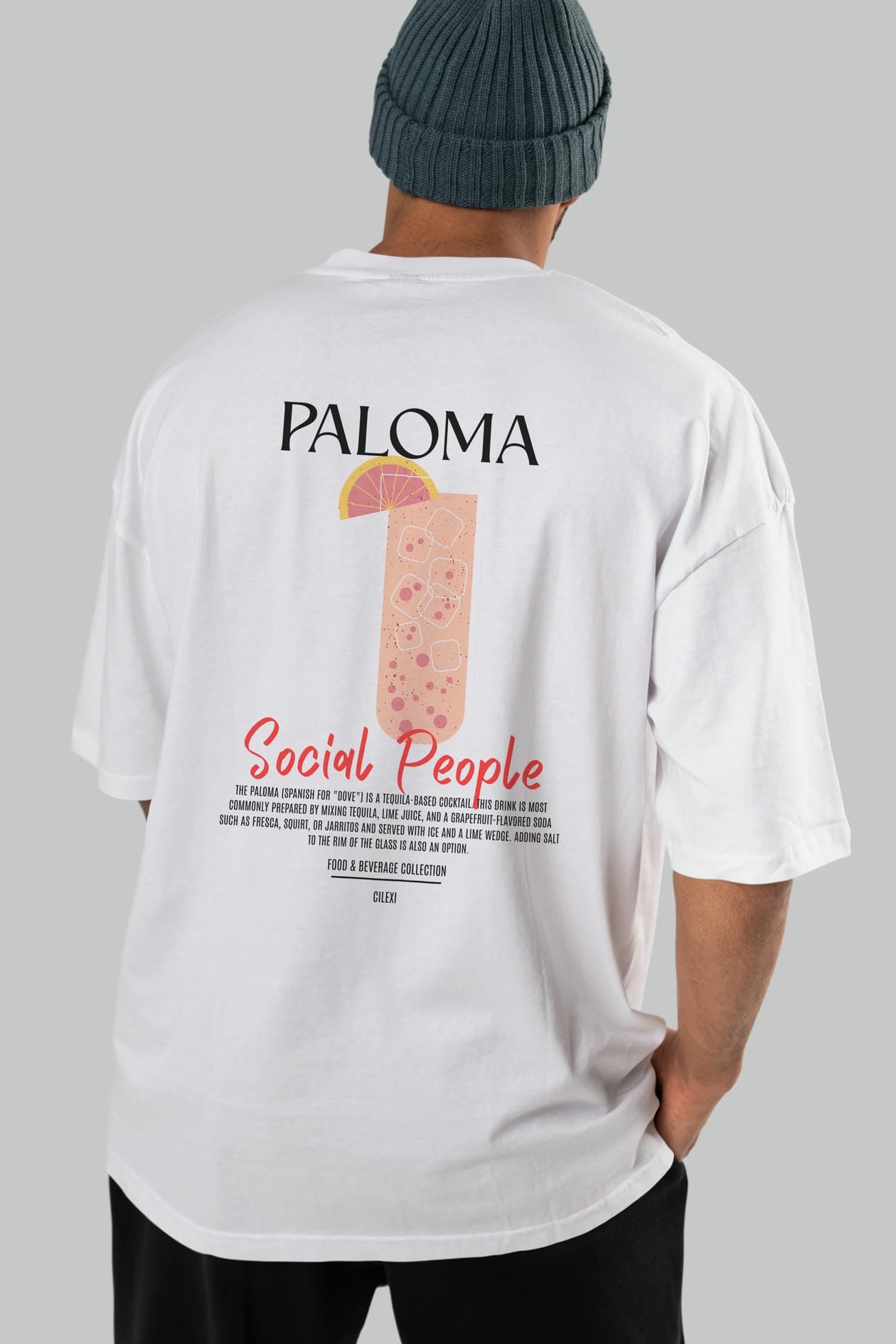 Paloma Kokteyl Serisi Baskılı Oversize t-shirt Erkek Kadın Unisex %100 Pamuk Bisiklet Yaka tişort