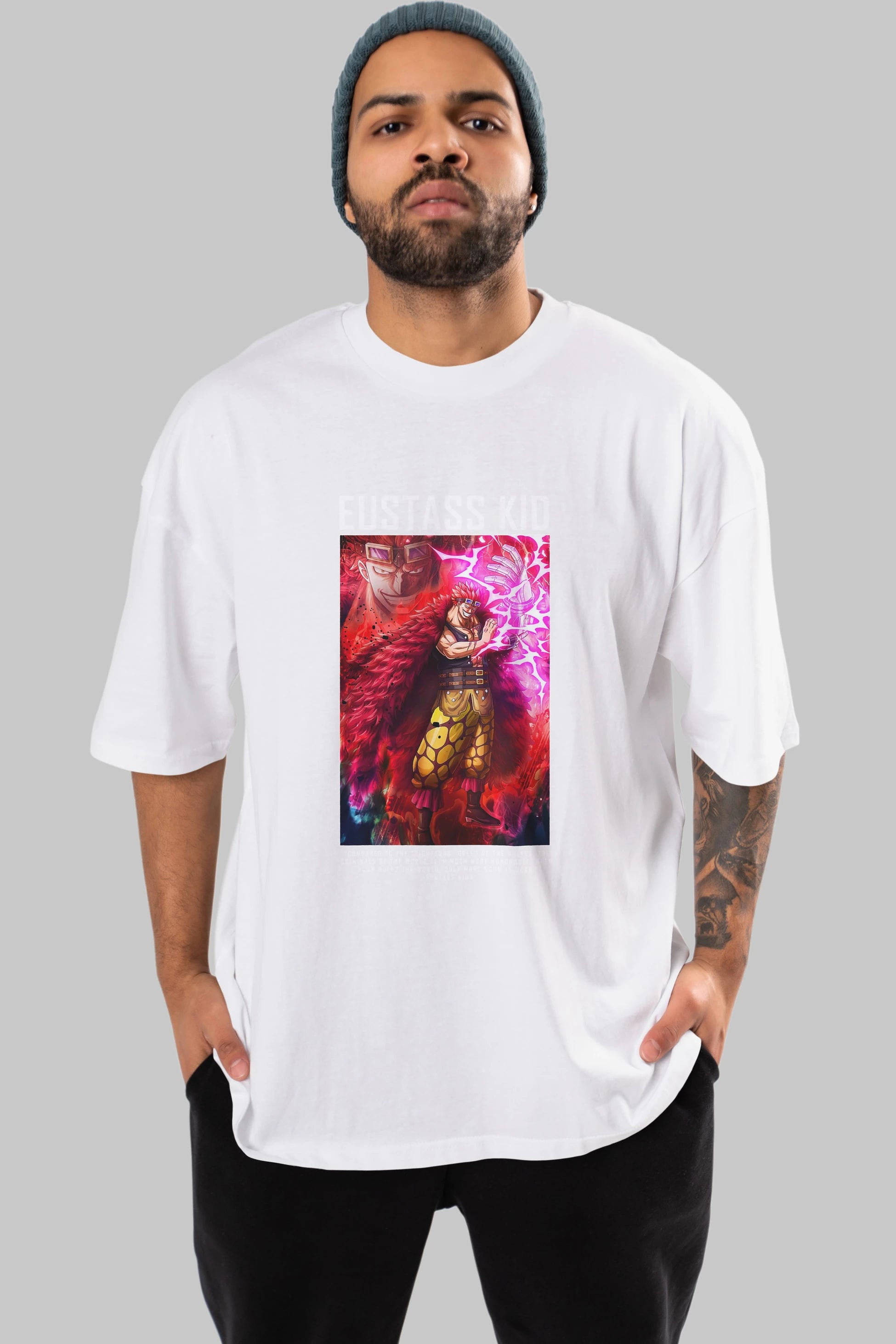 Eustass Kid Anime Ön Baskılı Oversize t-shirt Erkek Kadın Unisex
