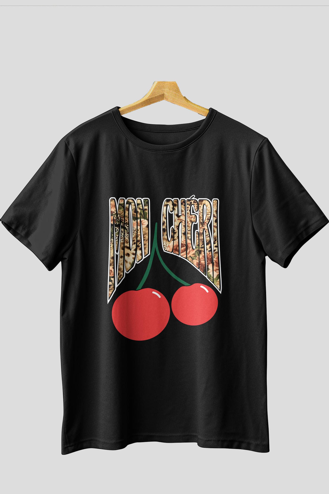 Mon Cherry Cherries Ön Baskılı Oversize t-shirt Erkek Kadın Pamuk Bisiklet Yaka tişort
