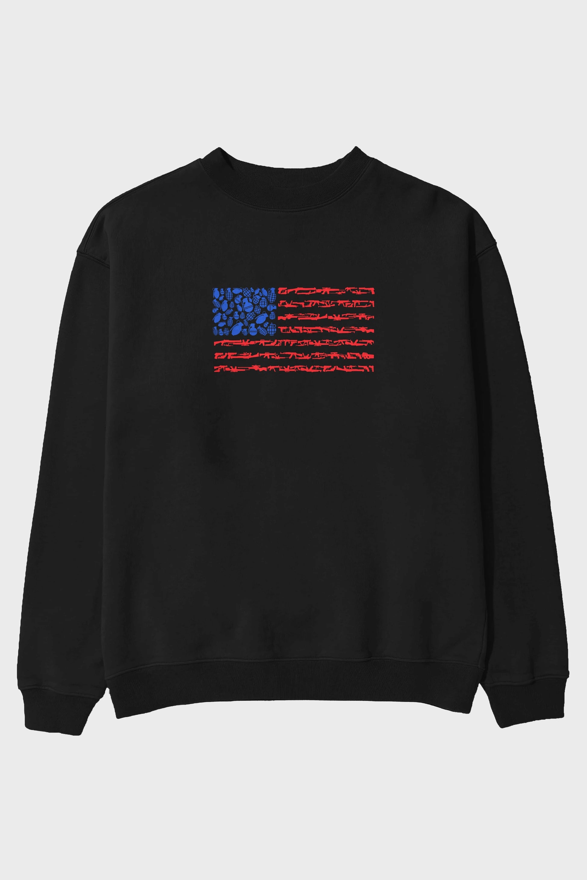 Weapon Flag Ön Baskılı Oversize Sweatshirt Erkek Kadın Unisex