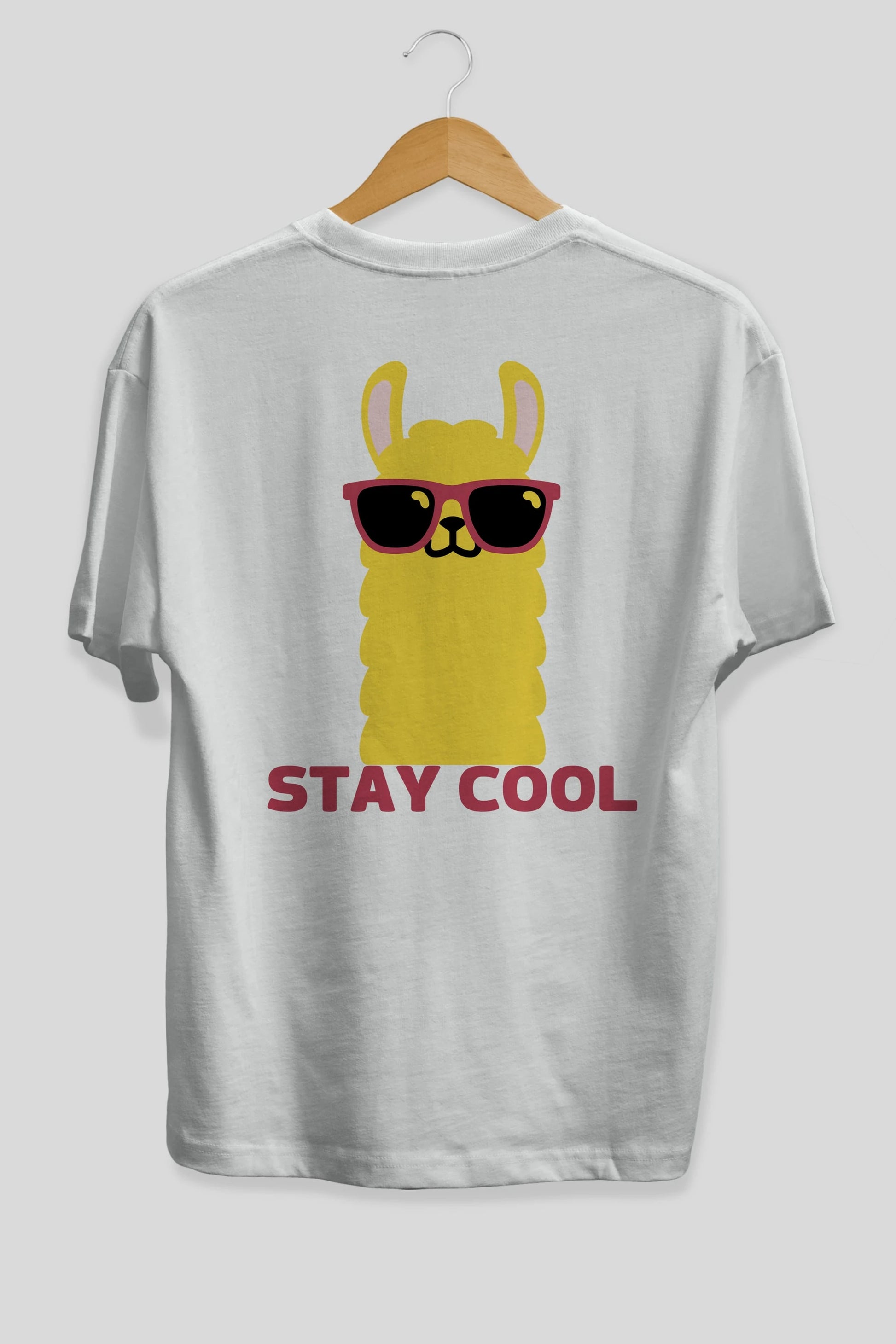 Stay Cool Yazılı Lama Arka Baskılı Oversize t-shirt Erkek Kadın Unisex