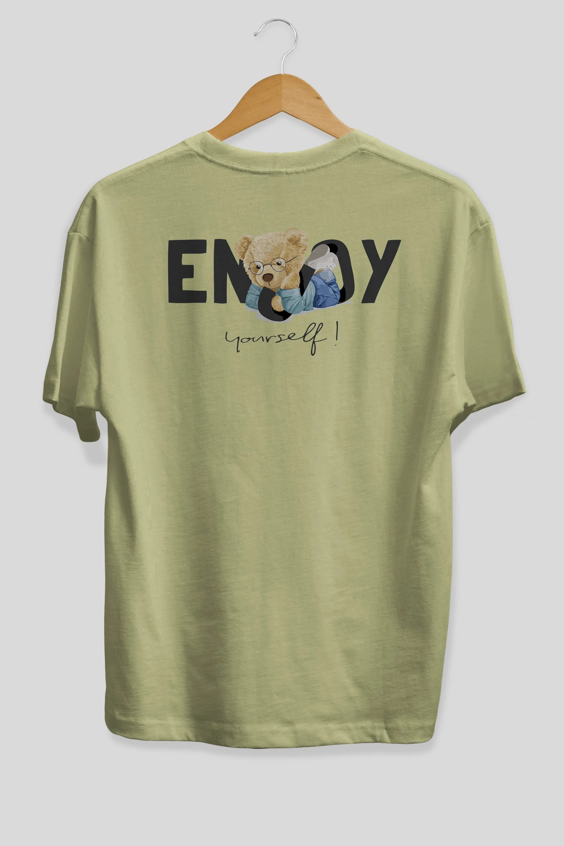 Teddy Bear Yourself Arka Baskılı Oversize t-shirt Erkek Kadın Unisex %100 Pamuk