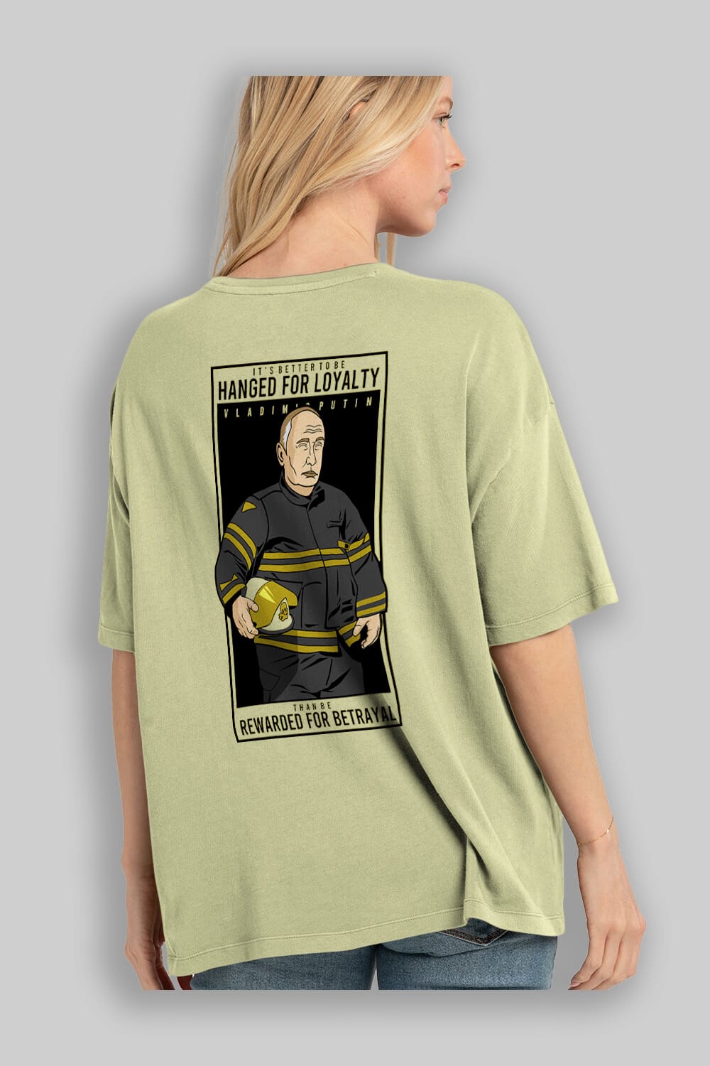 Putin Fireman Arka Baskılı Oversize t-shirt Erkek Kadın Unisex %100 Pamuk tişort